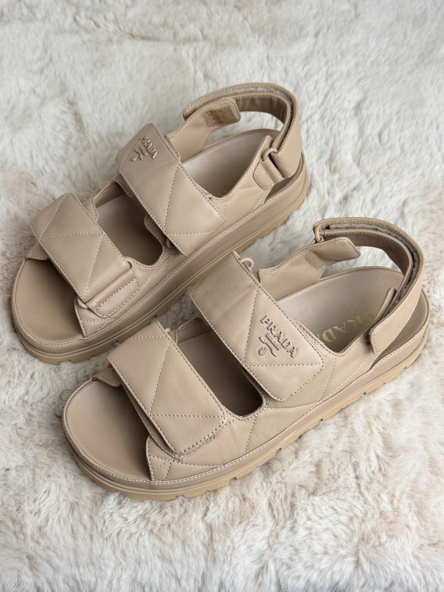 Prada Prada Retro Beige Sandals us_7-5 Women Size US 7.5 / IT 37.5 - 1 Thumbnail
