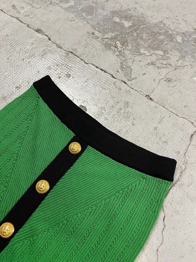 Balmain Balmain Green Buttoned Skirt Size 27" / US 4 / IT 40 - 6 Thumbnail