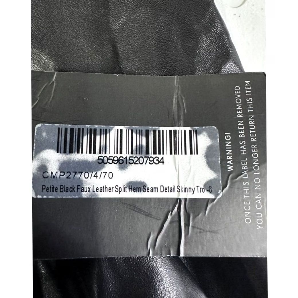 PrettyLittleThing Pretty Little Thing Pants Womens 4 Petite Black Faux Leather Skinny Ladies NEW Size 27" / US 4 / IT 40 - 7 Thumbnail