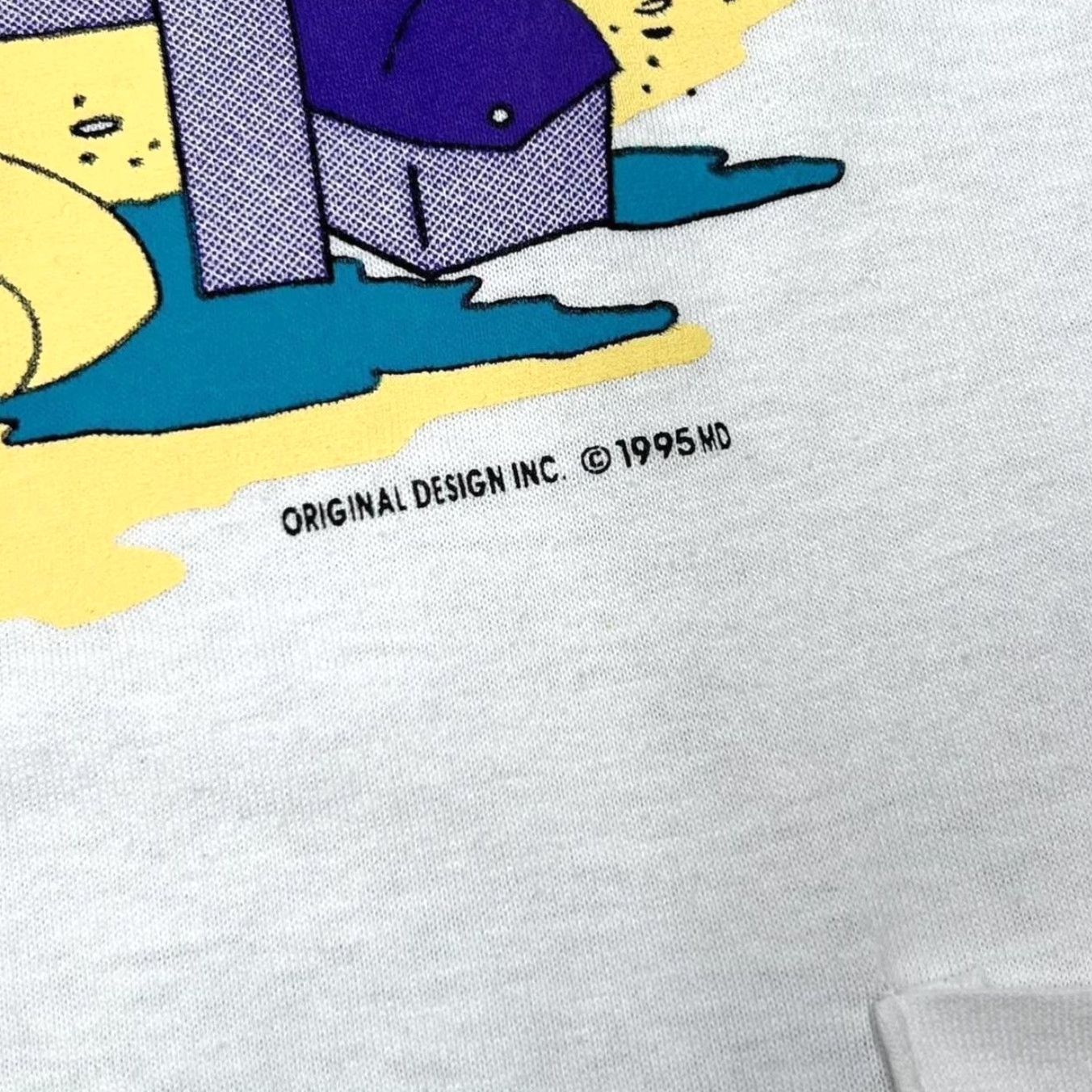 Vintage VINTAGE Party Cartoon Bear Souvenir Graphic Single Stitch T-Shirt XL Men White 1995 Mens Shirt Graphic 90s Event Size US XL / EU 56 / 4 - 2 Thumbnail