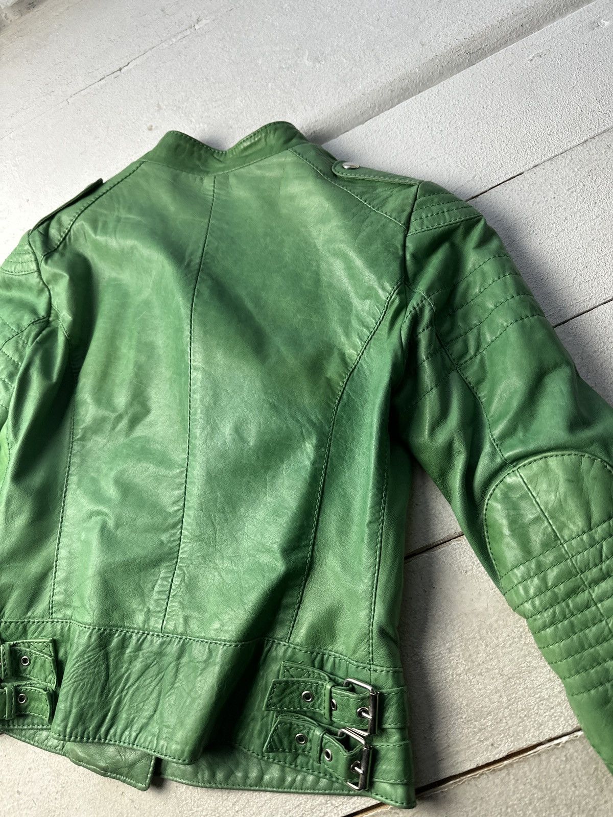 Other 🚨Y2K RICK OWENS TYPE DIRTY SLIM FIT ZIP LEATHER JACKET Size S / US 4 / IT 40 - 11 Thumbnail