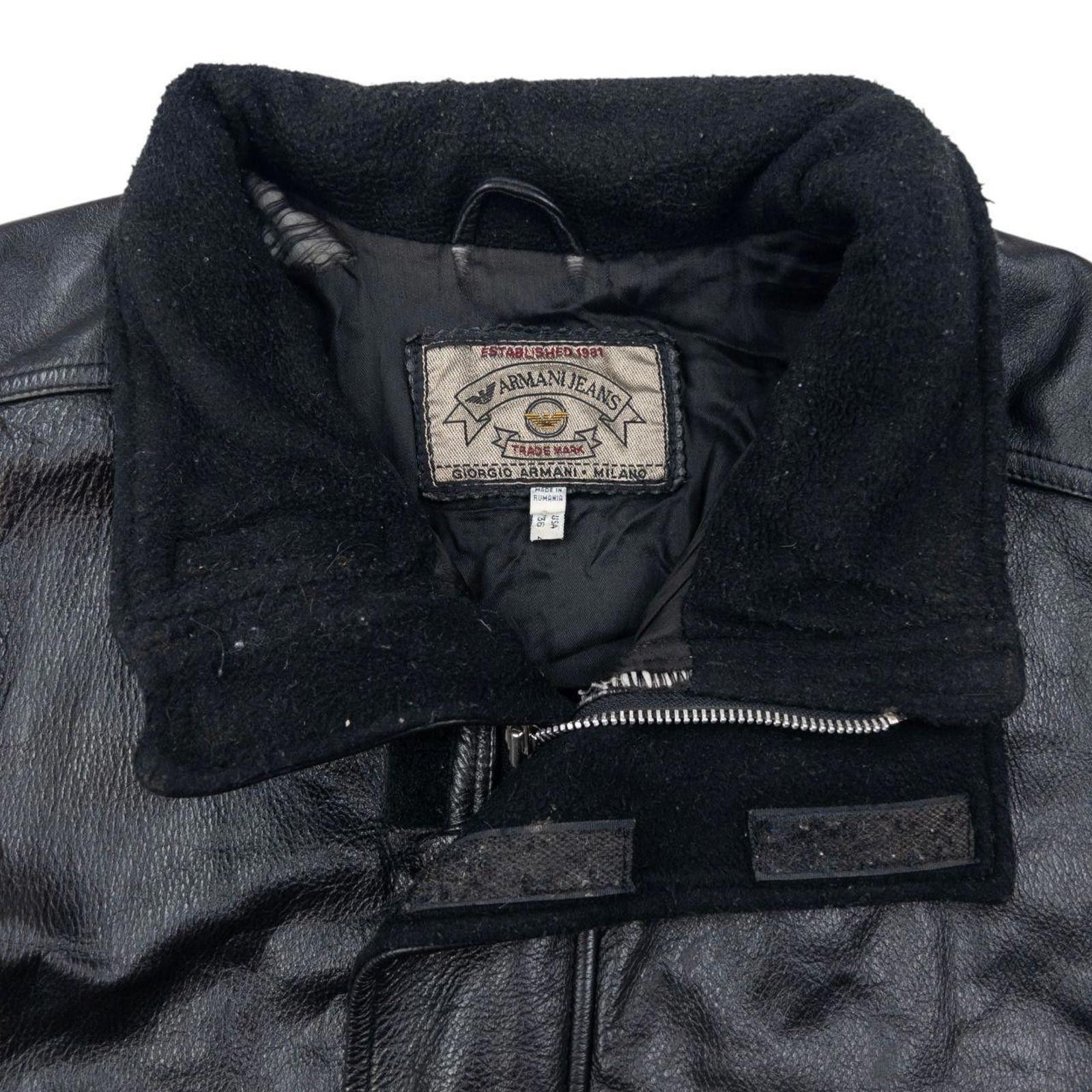 Other Vintage 80s Armani Jeans Zip Up Leather Jacket Size XL Size US XL / EU 56 / 4 - 3 Thumbnail