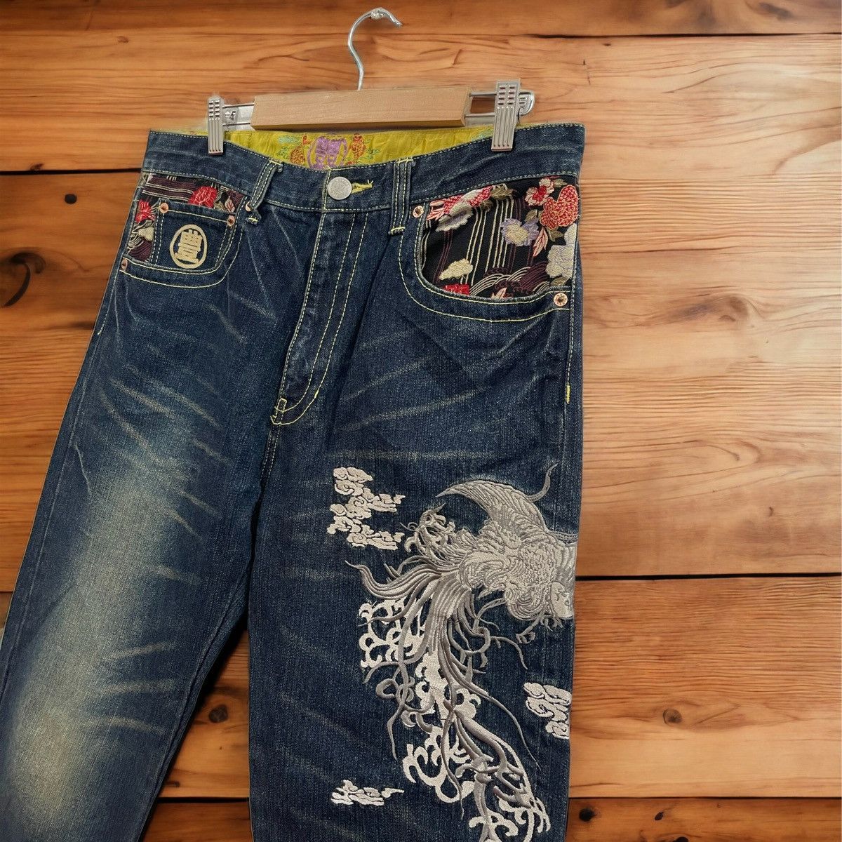 Designer × Japanese Brand JapaneseBrand Embroidered Dragon Jeans Size US 33 - 4 Thumbnail