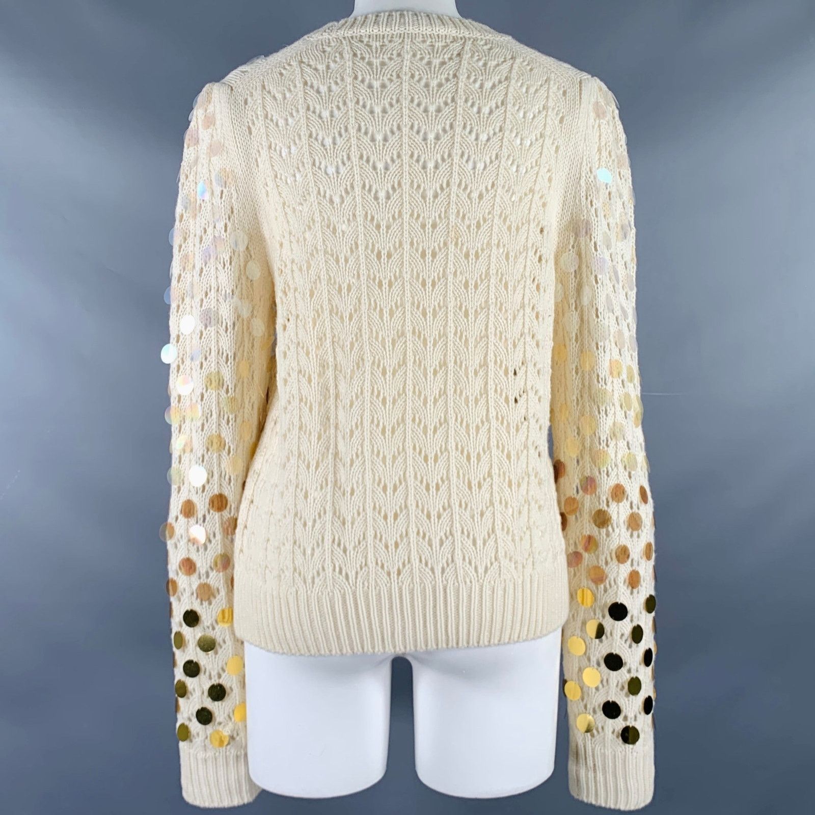 Marc Jacobs MARC JACOBS Size M Cream Gold Wool Cashmere Payettes Sweater Size M / US 6-8 / IT 42-44 - 3 Thumbnail