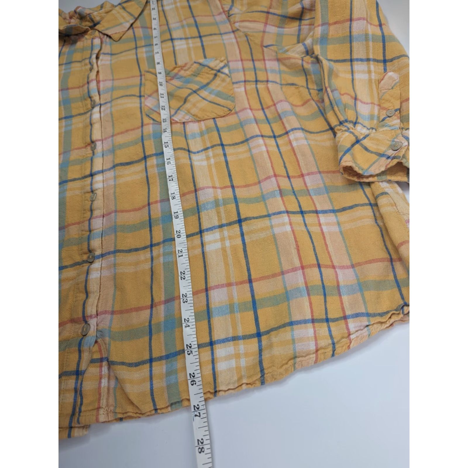 Vintage Candace Cameron Bure Button Top Women 2X Apricot Plaid Linen Viscose Tee Shirt Knit Casual Shirt Size XXL / US 16-18 / IT 52-54 - 4 Thumbnail