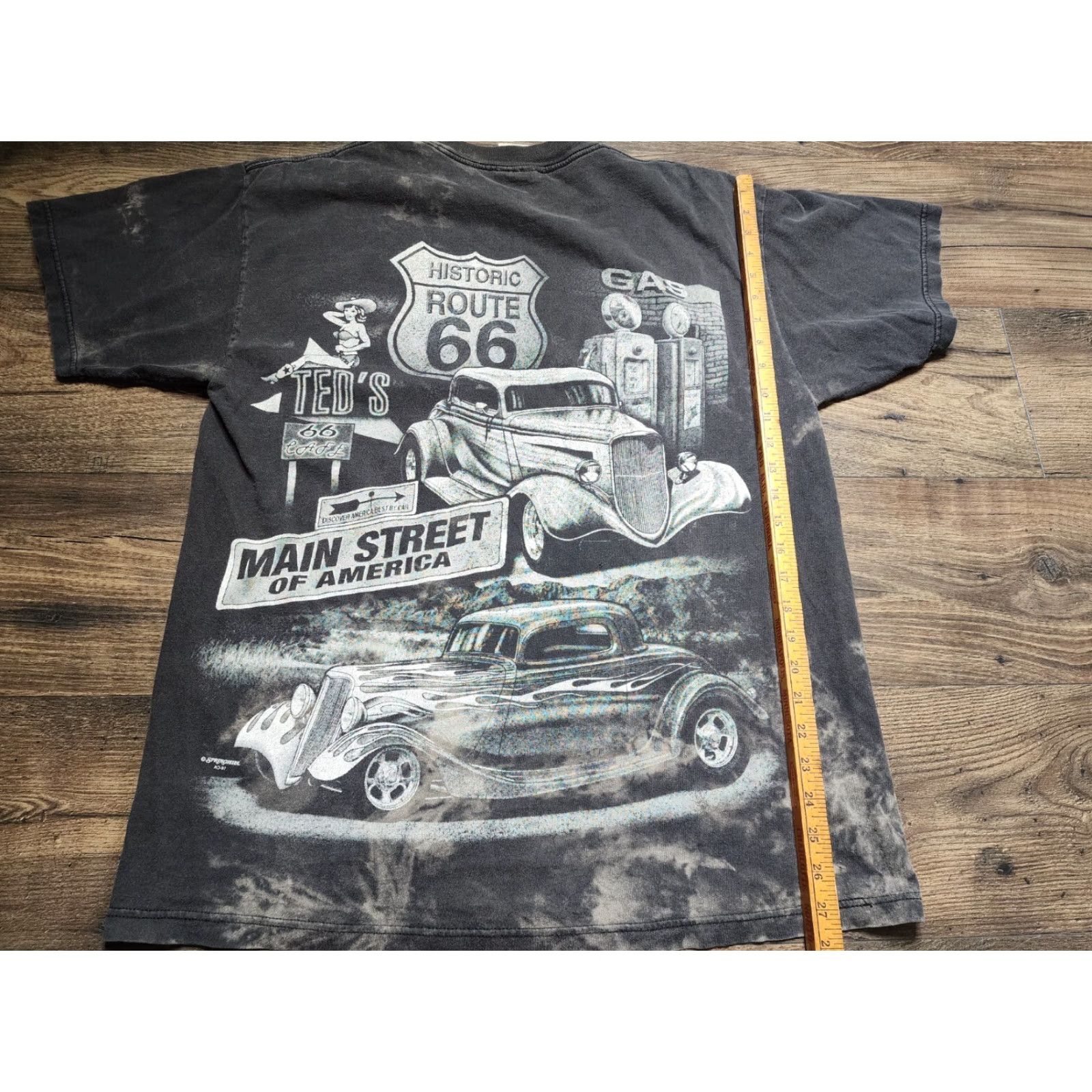 Tultex VINTAGE Men XL T-Shirt Cars 90s All Over Print Crew Neck Cotton Distressed Size US XL / EU 56 / 4 - 2 Thumbnail