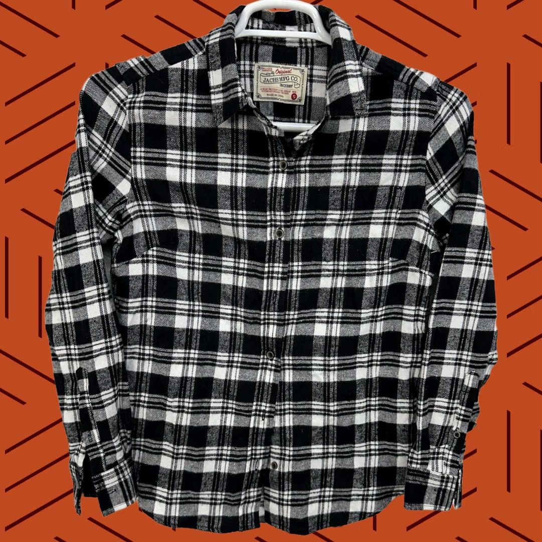 Vintage JACHS Shirt Men’s Size S Black Plaid Button Front Long Sleeve Collared Cotton Flannel Button-Up Regular Size US S / EU 44-46 / 1 - 1 Thumbnail