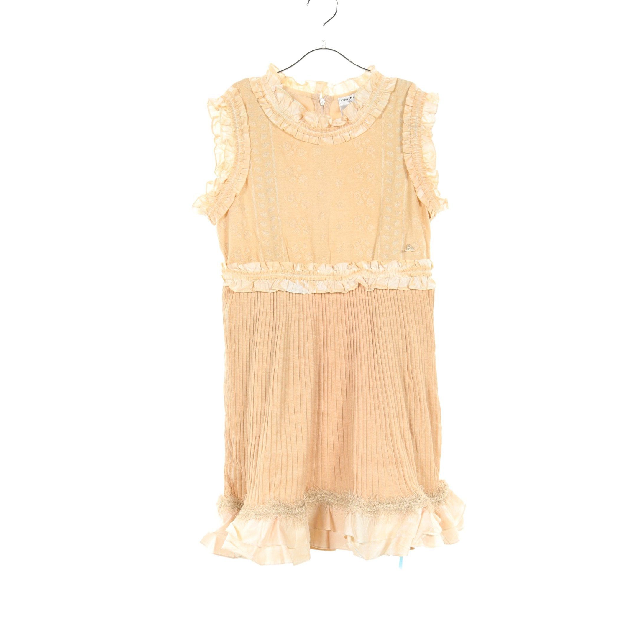Chanel Chanel One Piece No Sleeve Cotton Beige Frill Switching Size ONE SIZE - 1 Thumbnail