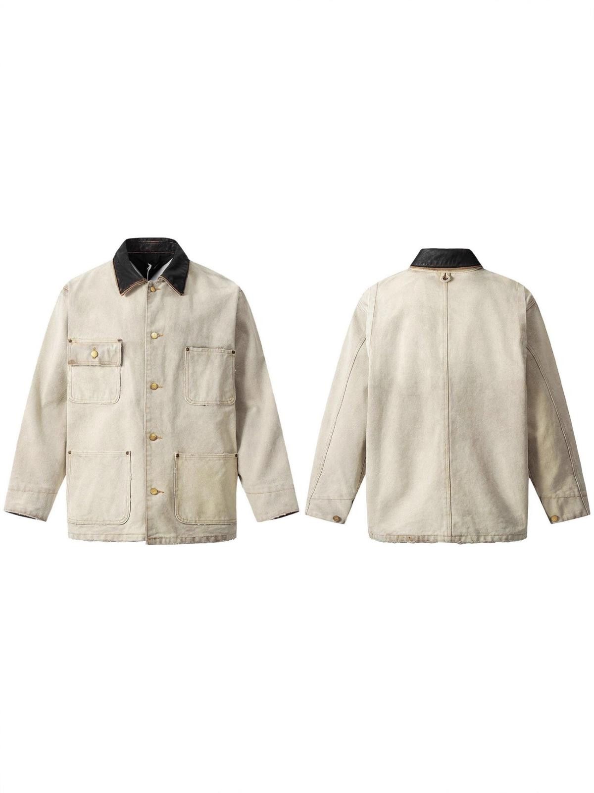 Japanese Brand Beige Utility Jacket with Black Collar Size US M / EU 48-50 / 2 - 4 Thumbnail