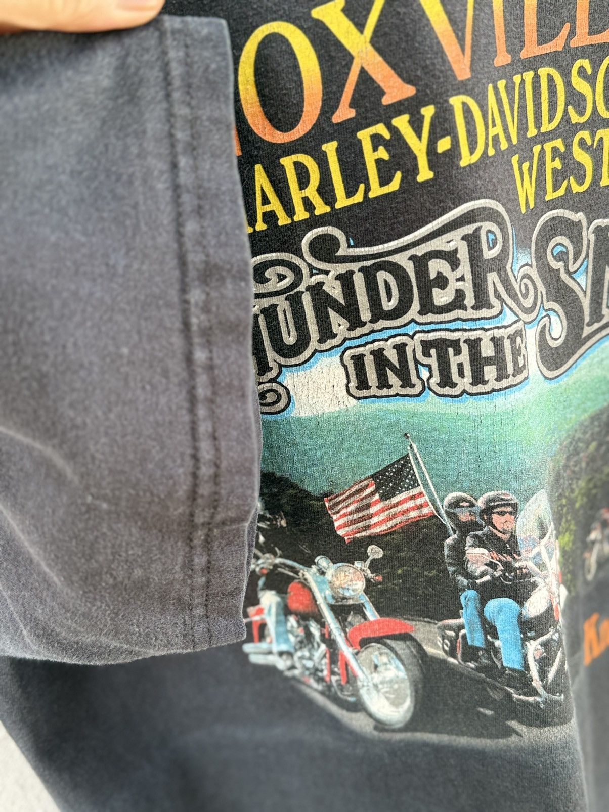Harley Davidson Thrashed Vintage Harley Davidson Thunder In The Smokies Tee Size US XL / EU 56 / 4 - 5 Thumbnail