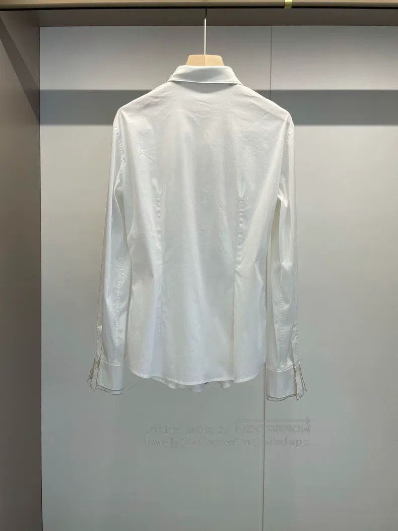 Brunello Cucinelli Brunello Cucinelli White Cotton Slim Fit Long Sleeve Shirt Size XL / US 12-14 / IT 48-50 - 2 Thumbnail
