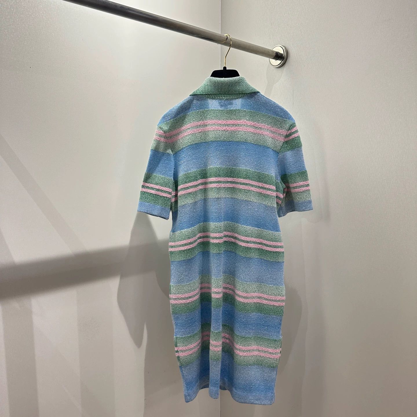 Chanel Chanel 23P may386 mint green striped shimmer knit dress 38 Size S / US 4 / IT 40 - 2 Thumbnail