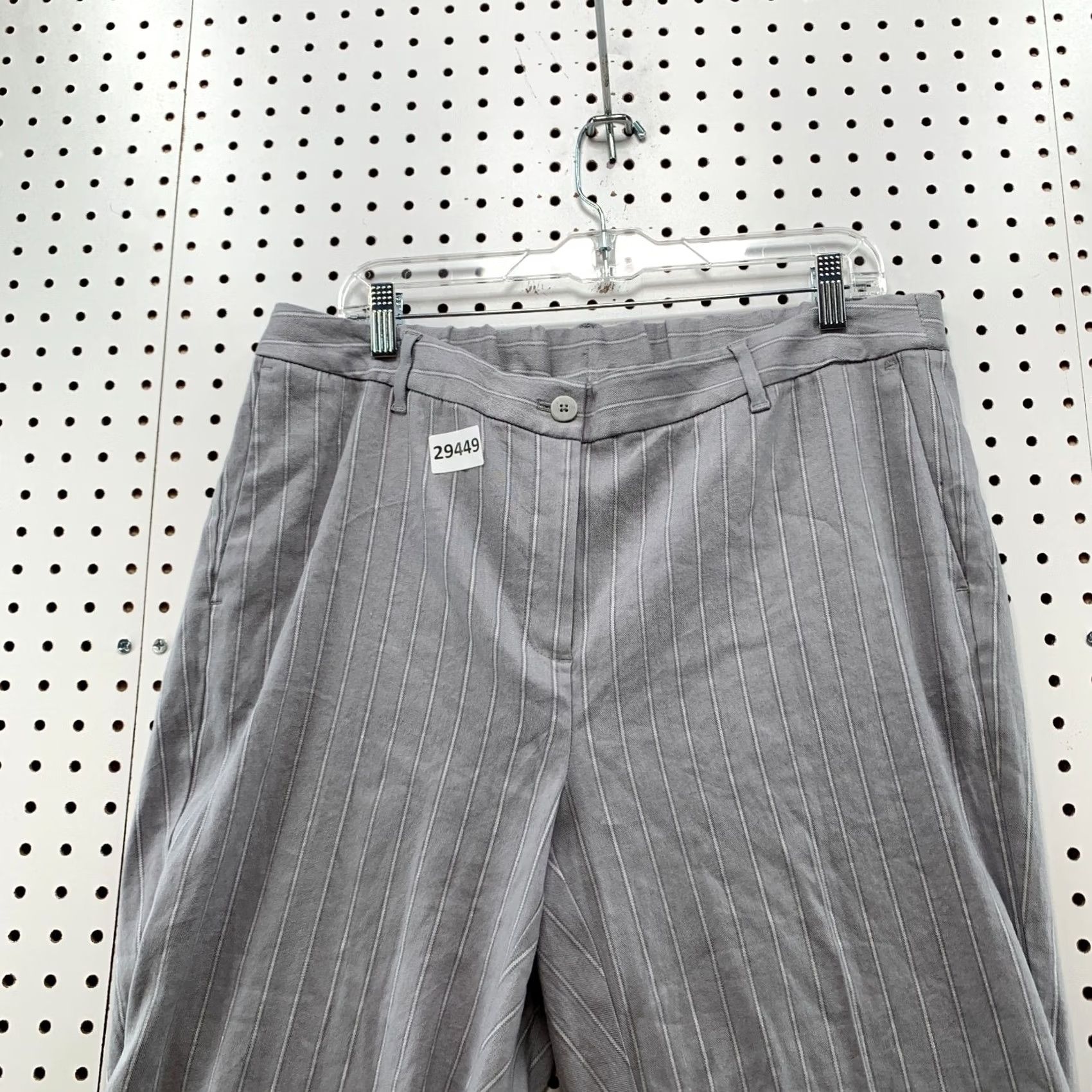 J. Jill J Jill Pants Womens 18 Tall Gray Striped Linen Stretch NWT Size 40" / US 18 - 7 Thumbnail