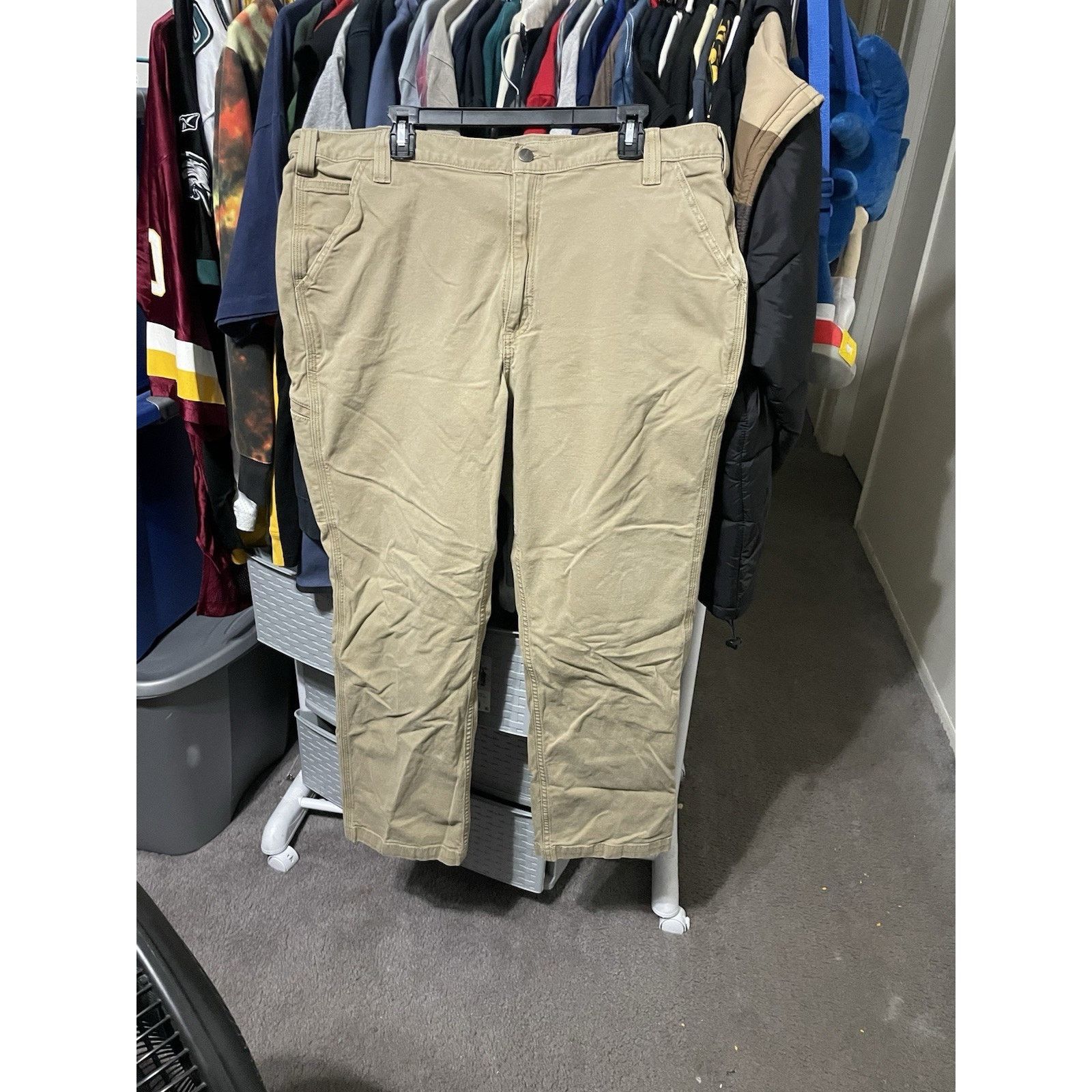 Carhartt Size 42x32 - Carhartt Pants Mens Beige Tan Relaxed Fit Pants Size US 42 / EU 58 - 1 Thumbnail