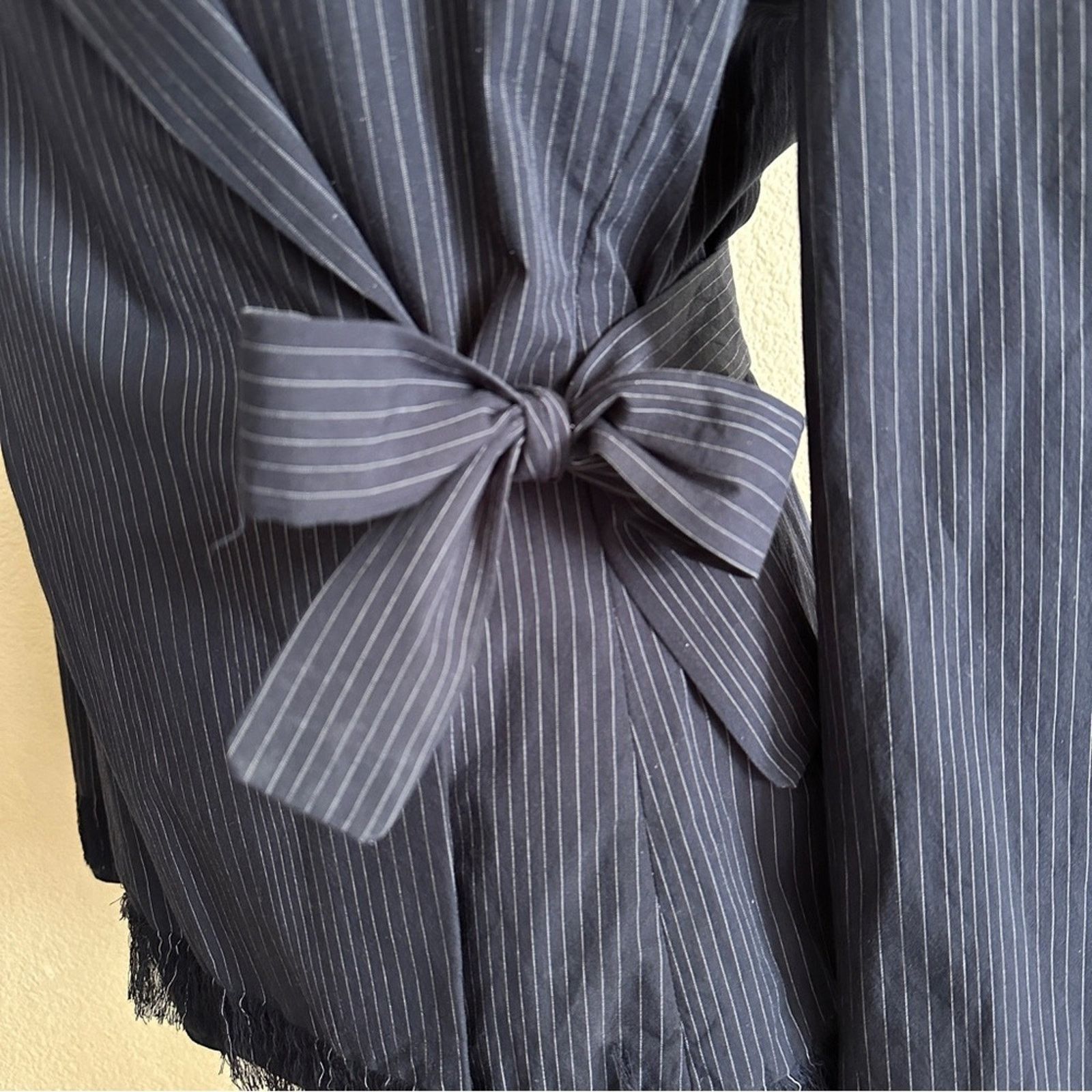 AGLINI AGLINI Pinstriped 100% COTTON Wrap Tie Blazer Blue White 42 Size M / US 6-8 / IT 42-44 - 8 Thumbnail