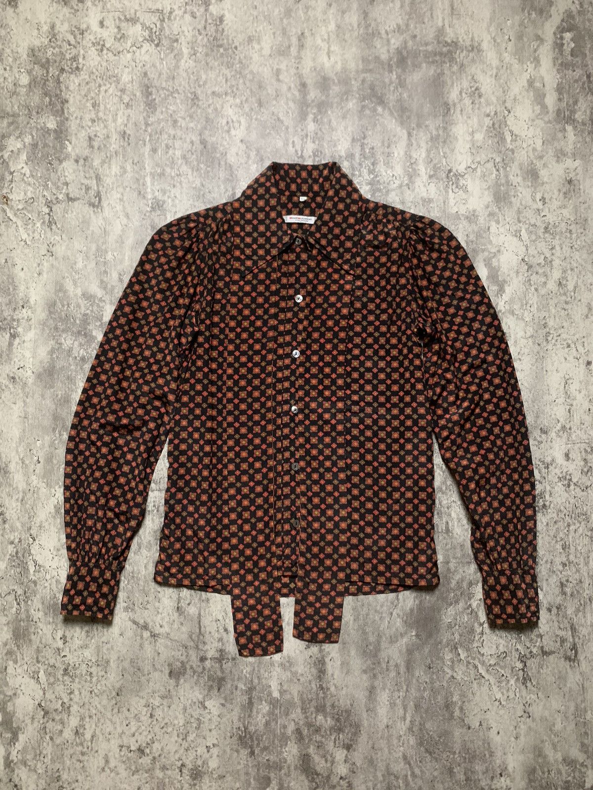 Saint Laurent Paris Vintage 70s Saint Laurent Rive Gauche Blouse Silk Tie Neck Size XS / US 0-2 / IT 36-38 - 1 Thumbnail