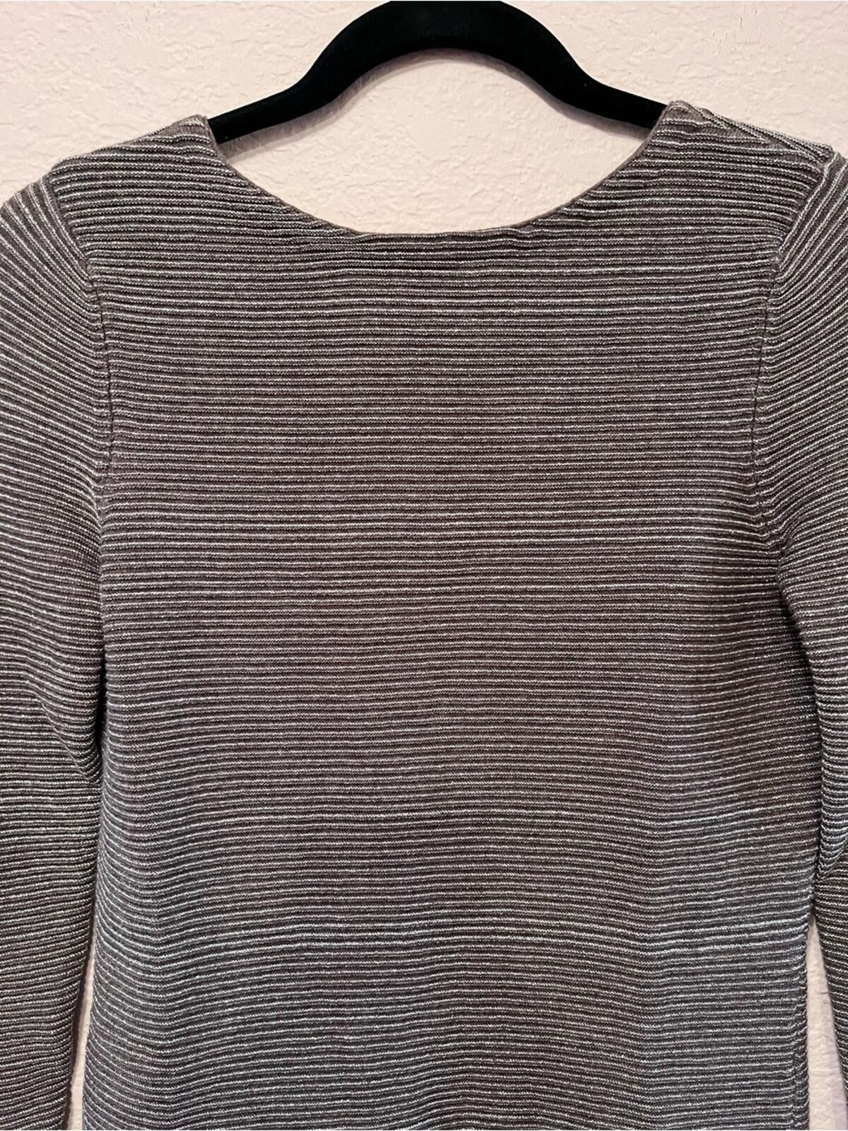 Club Monaco Moda Gray Ribbed Long-Sleeve Knit Dress Size S / US 4 / IT 40 - 4 Thumbnail