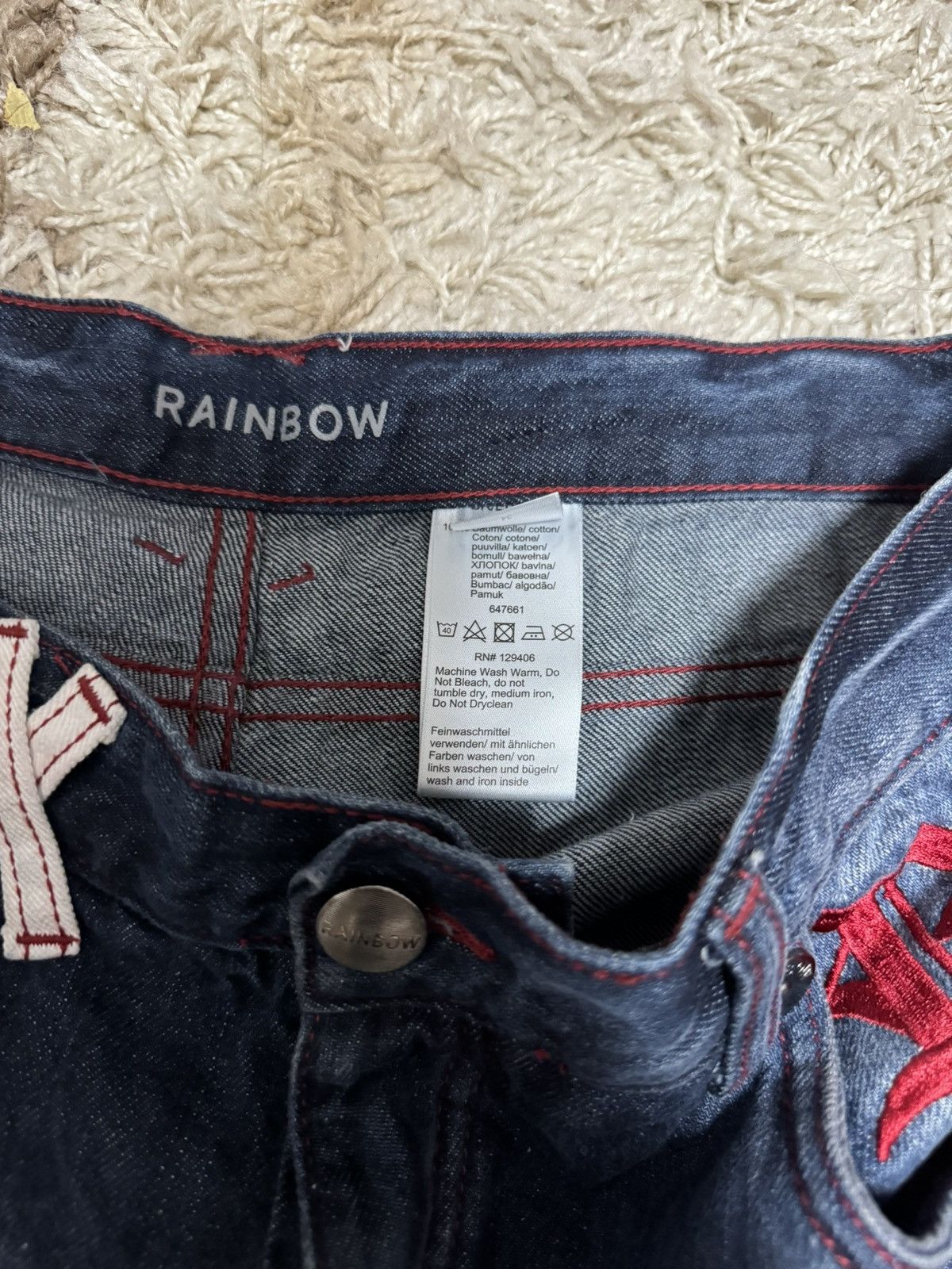 Japanese Brand Vtg Rainbow Washed n Big Dragon Embroide Baggy Jeans Size US 36 / EU 52 - 6 Thumbnail