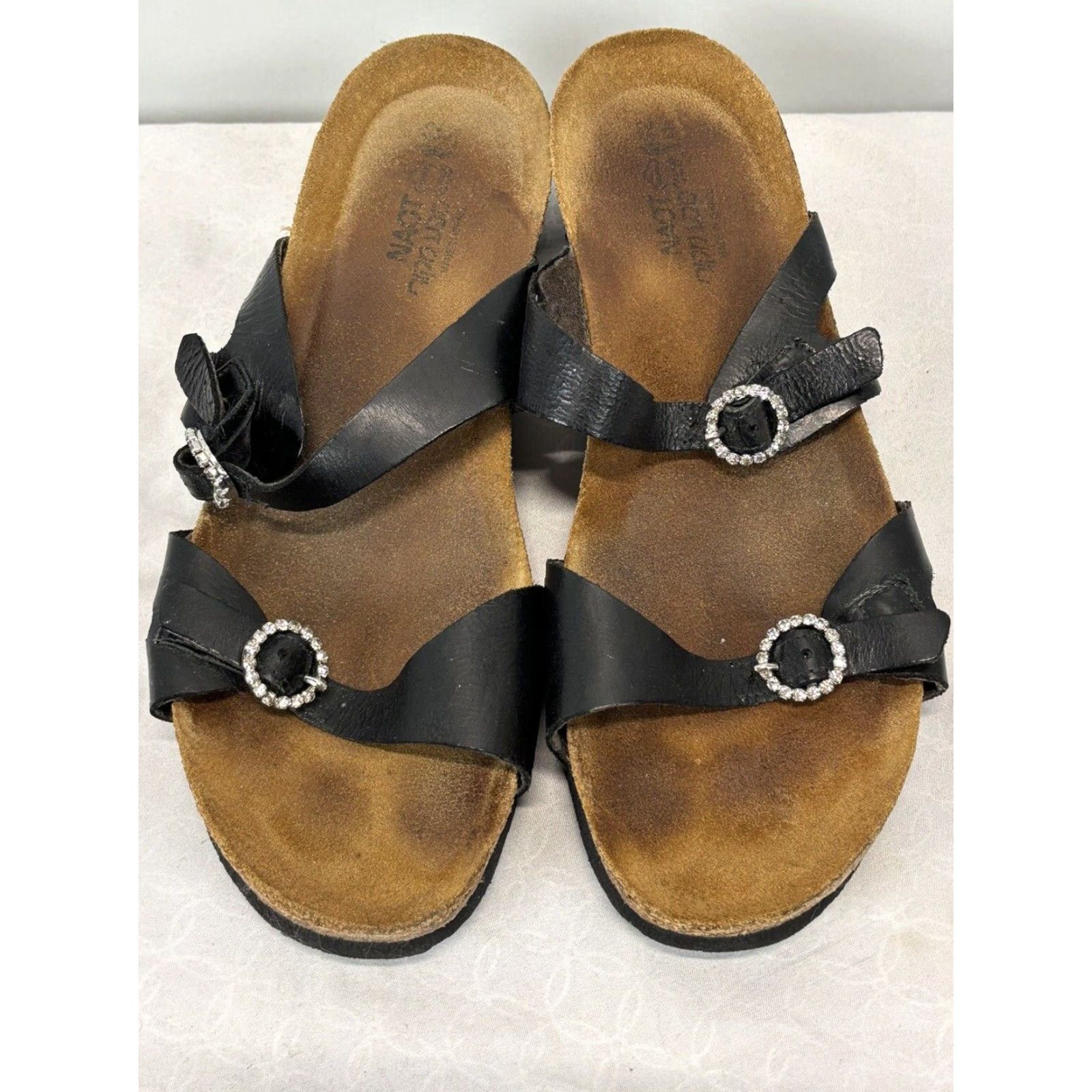 Vintage Naot Black Leather 2 Strap Slide Sandals Women's Size 9.5 EU 42 Size US 12 / IT 42 - 3 Thumbnail