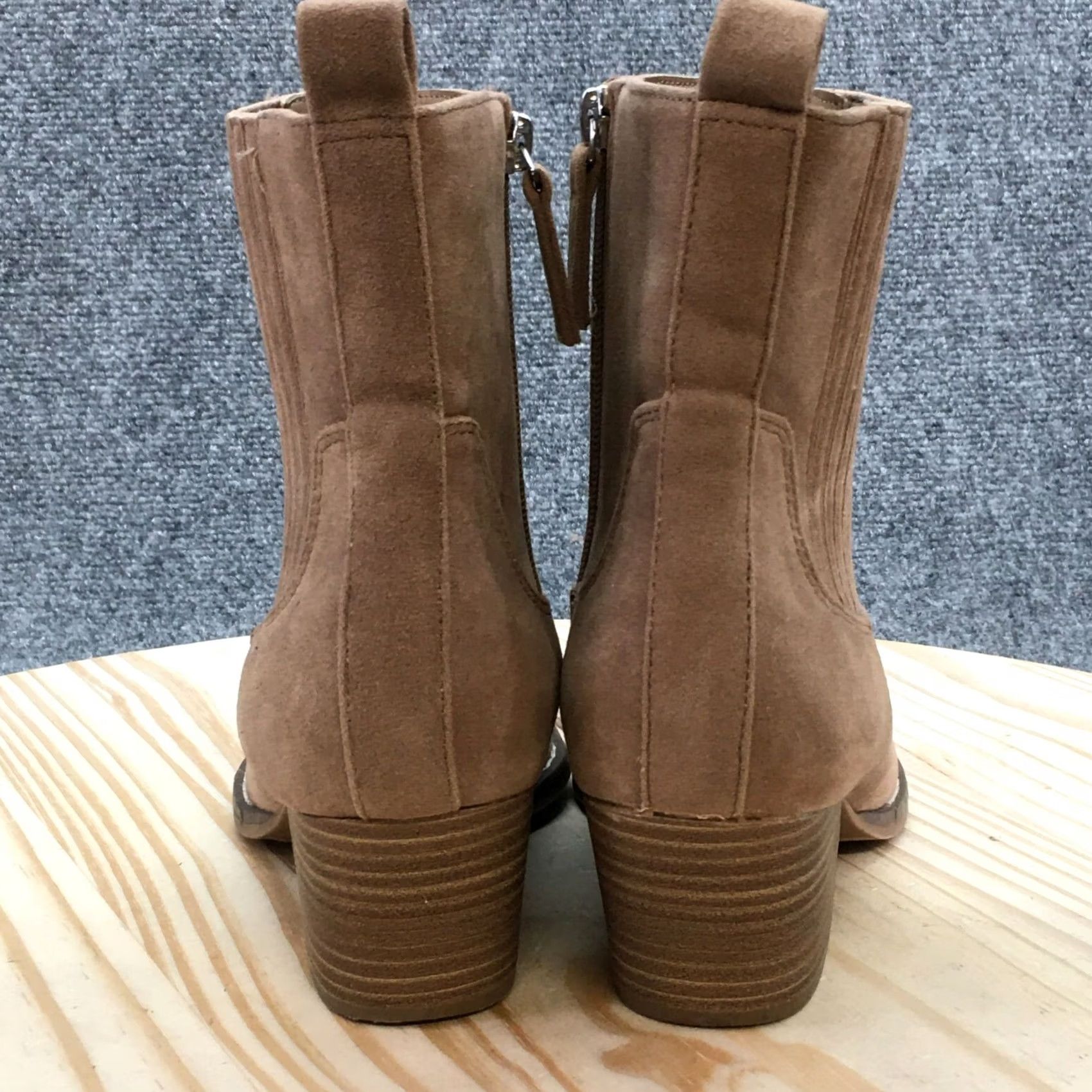 Vintage Universal Thread Boots Womens 8 Solita Ankle Bootie Brown Faux Leather Zip Block Boots Size US 8 / IT 38 - 7 Thumbnail