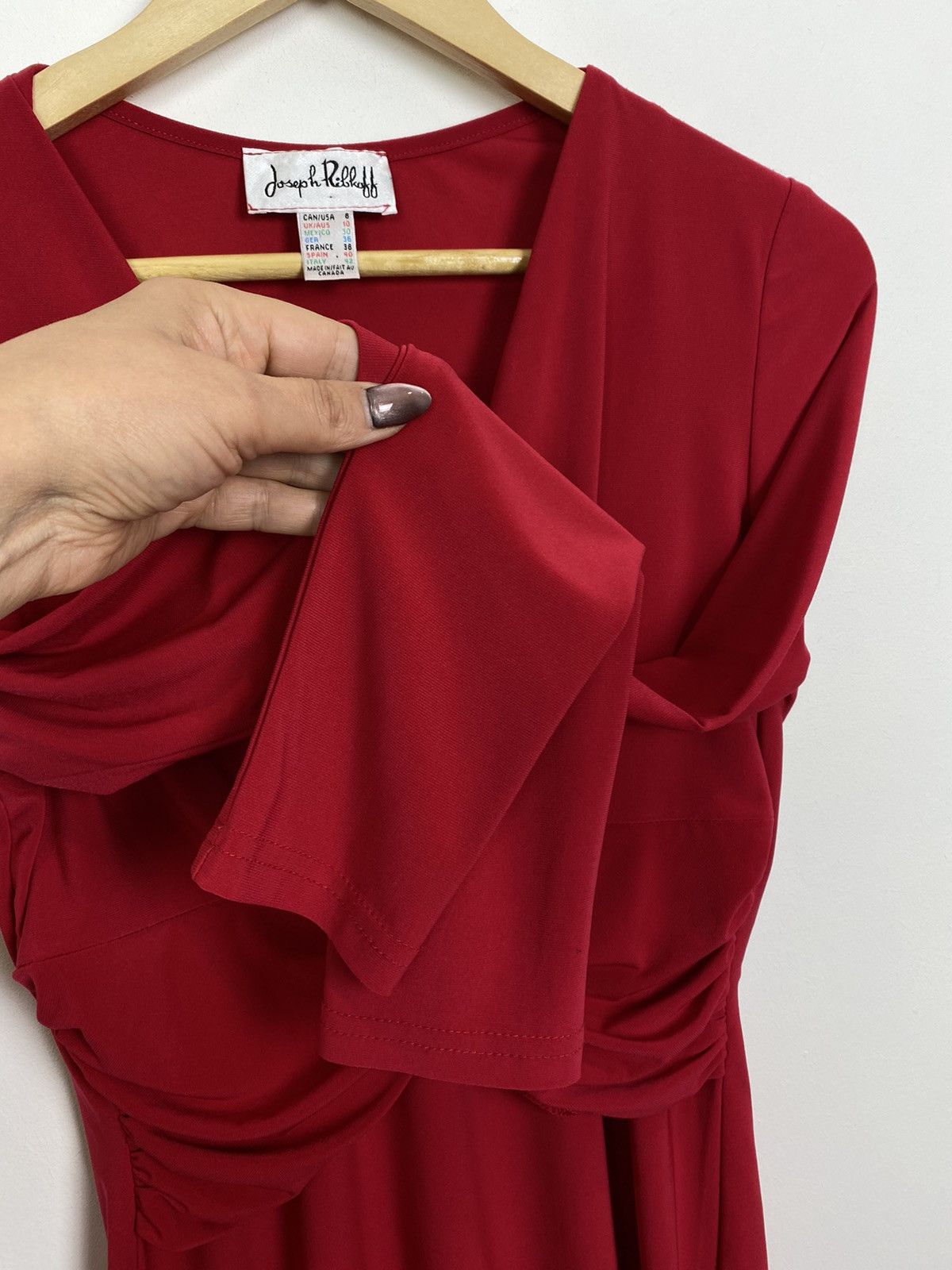 Joseph Ribkoff Vintage Joseph Ribkoff Blouse Long Sleeve V-Neck Red 90’s Size M / US 6-8 / IT 42-44 - 4 Thumbnail