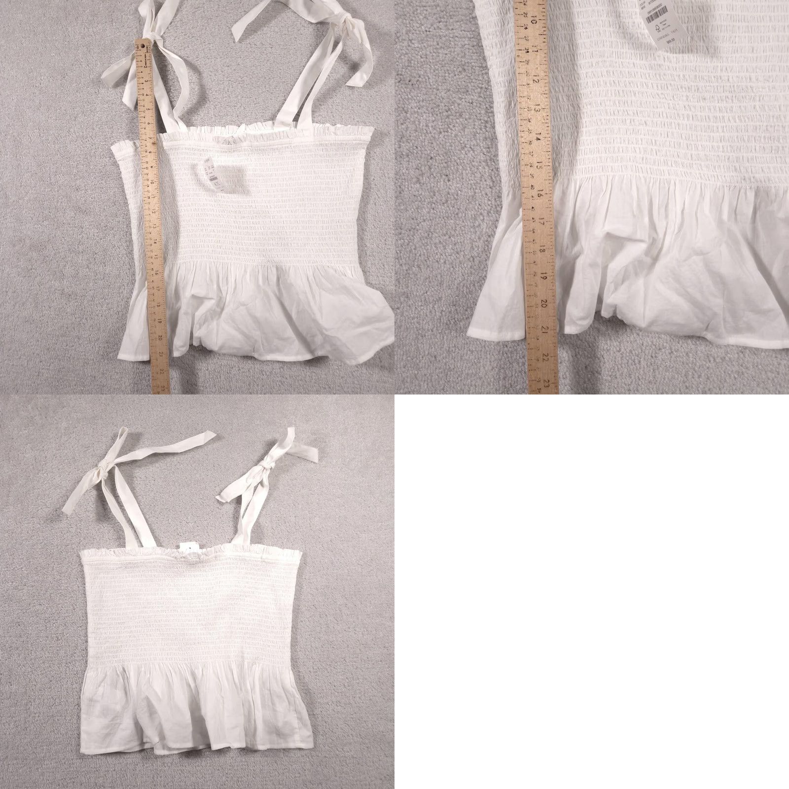 J.Crew J.CREW Tank Womens Large White Smocked Tie Strap Ruffle Peplum Summer Clothing Women Sleeveless Adjustable Strap Camisole Short Dress Alternative Size L / US 10 / IT 46 - 9 Thumbnail