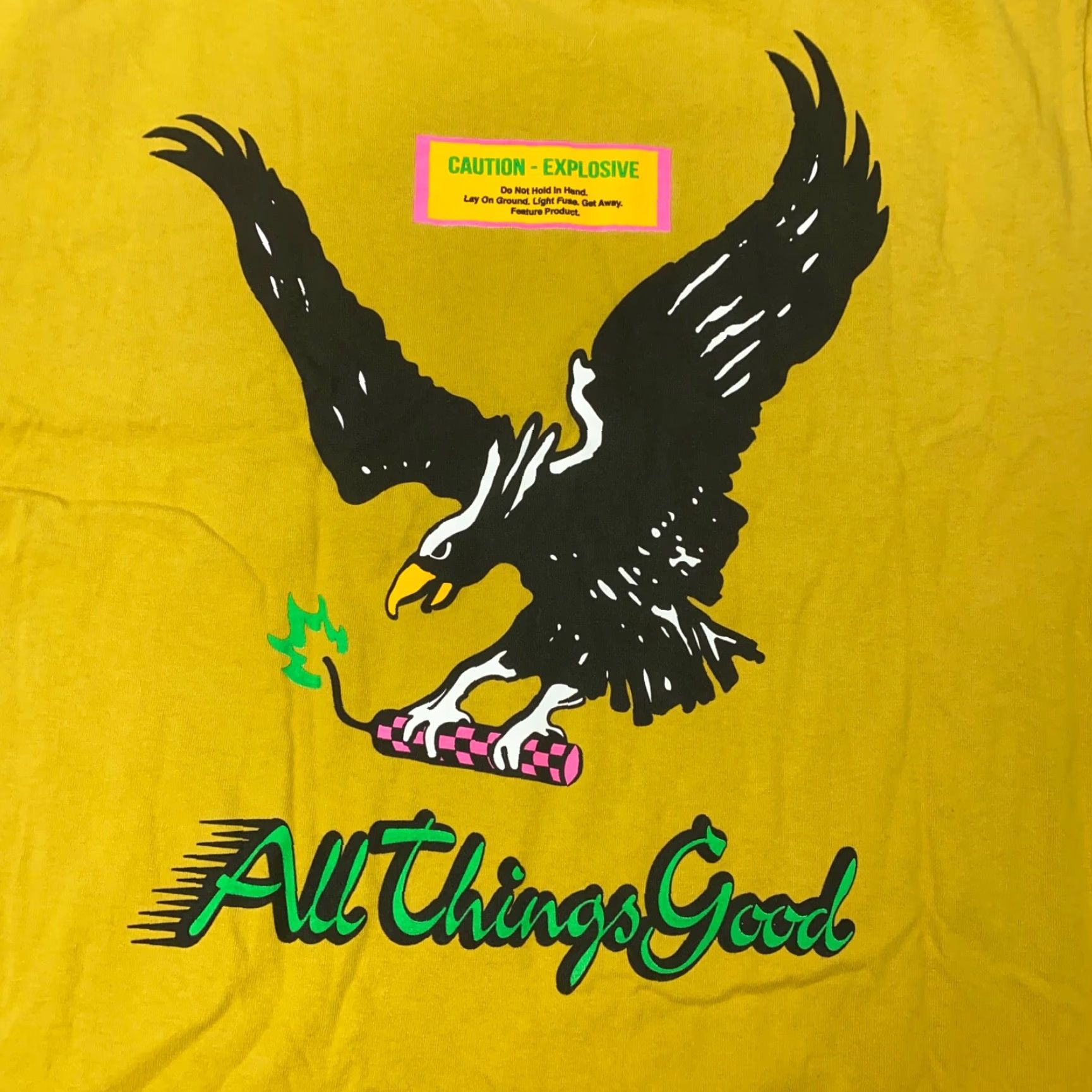 Vintage VINTAGE Feature T-Shirt Mens XXL Short Sleeve Yellow Eagle USA Stussy Logo Designer Hip Hop 90s Mens T-Shirt Size US 39 - 5 Thumbnail