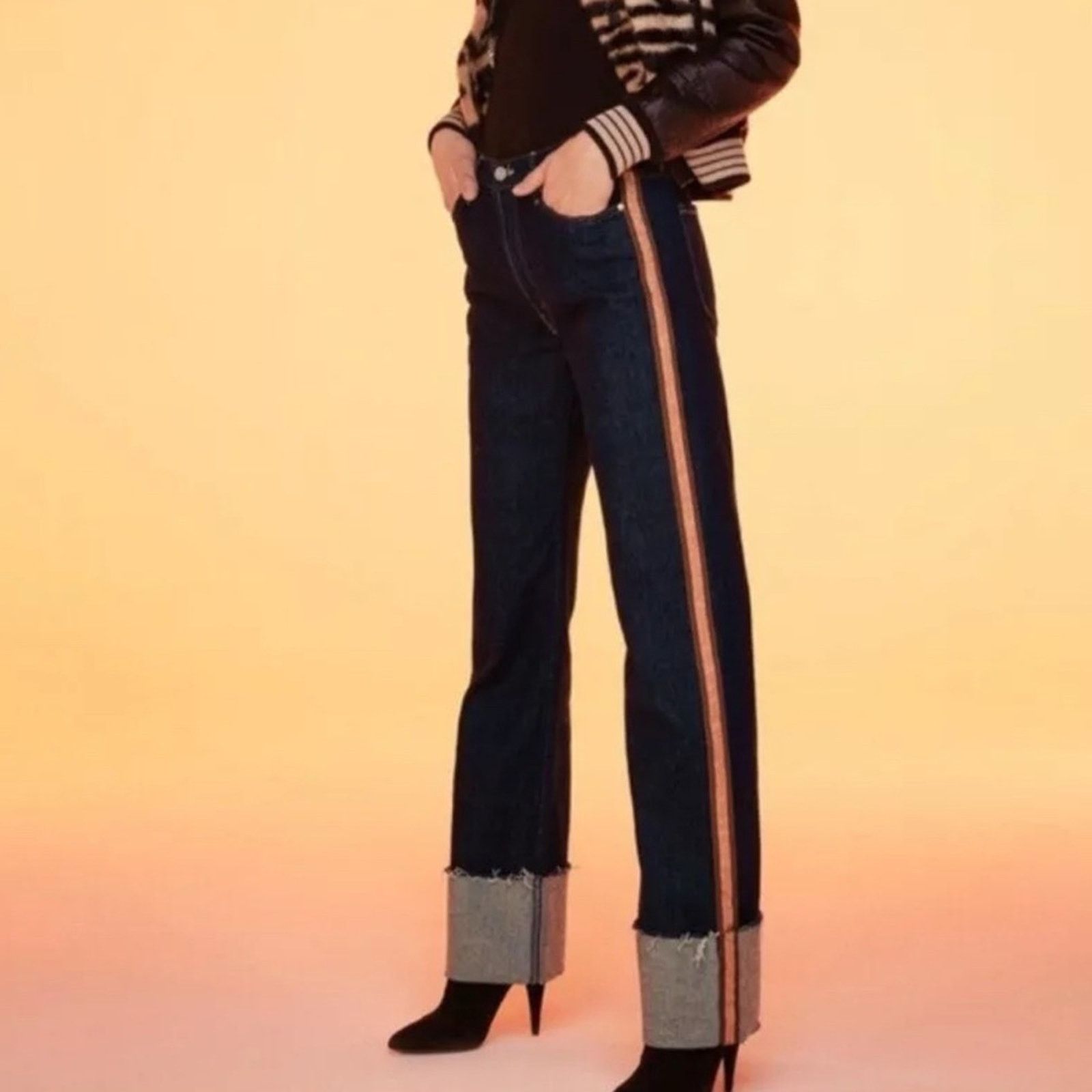 MOTHER NEW Mother Denim The Duster Cuff Straight Jeans - 25 - $298 Size 25" / US 0 / IT 36 - 5 Thumbnail