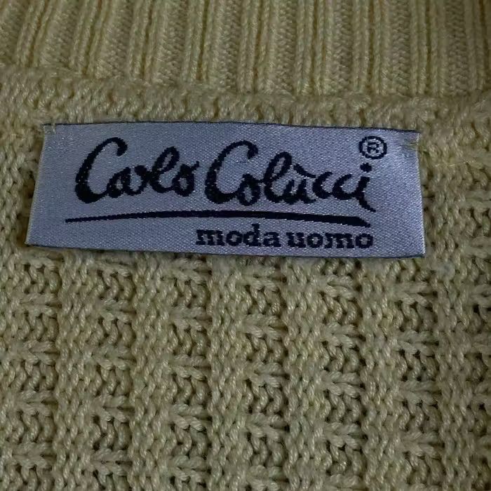 Carlo Colucci × Vintage Mens Sweater Cardigan Carlo Colucci Vintage Yellow Size L Size US L / EU 52-54 / 3 - 4 Thumbnail