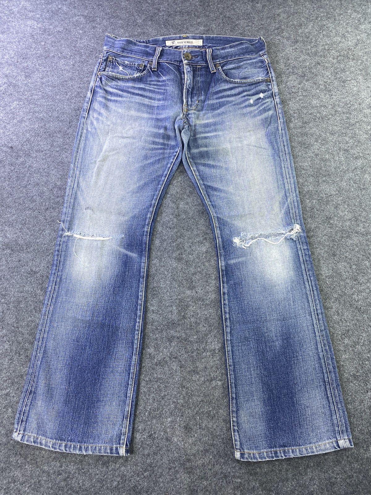 Japanese Brand × Jean Back Number Distressed Blue Wash Jeans - J936 Size US 32 / EU 48 - 2 Thumbnail