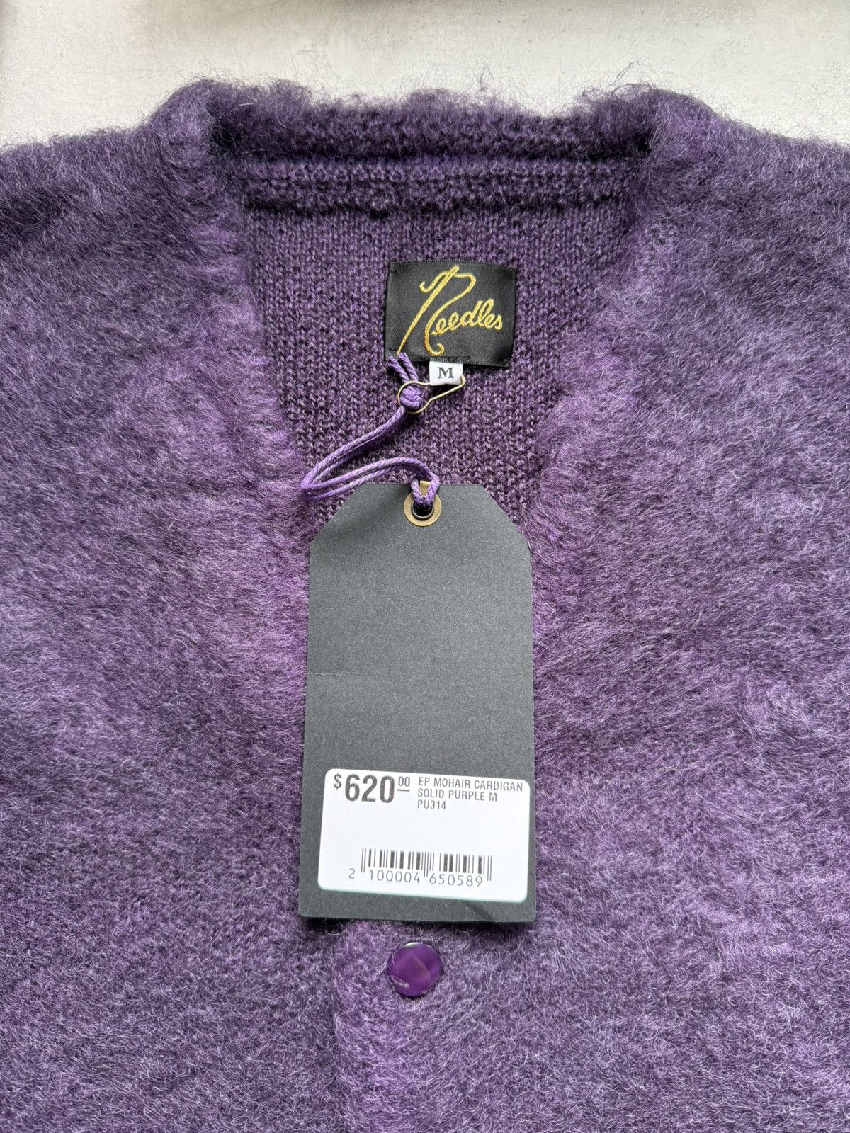 Needles Mohair Cardigan Solid Purple Size Medium