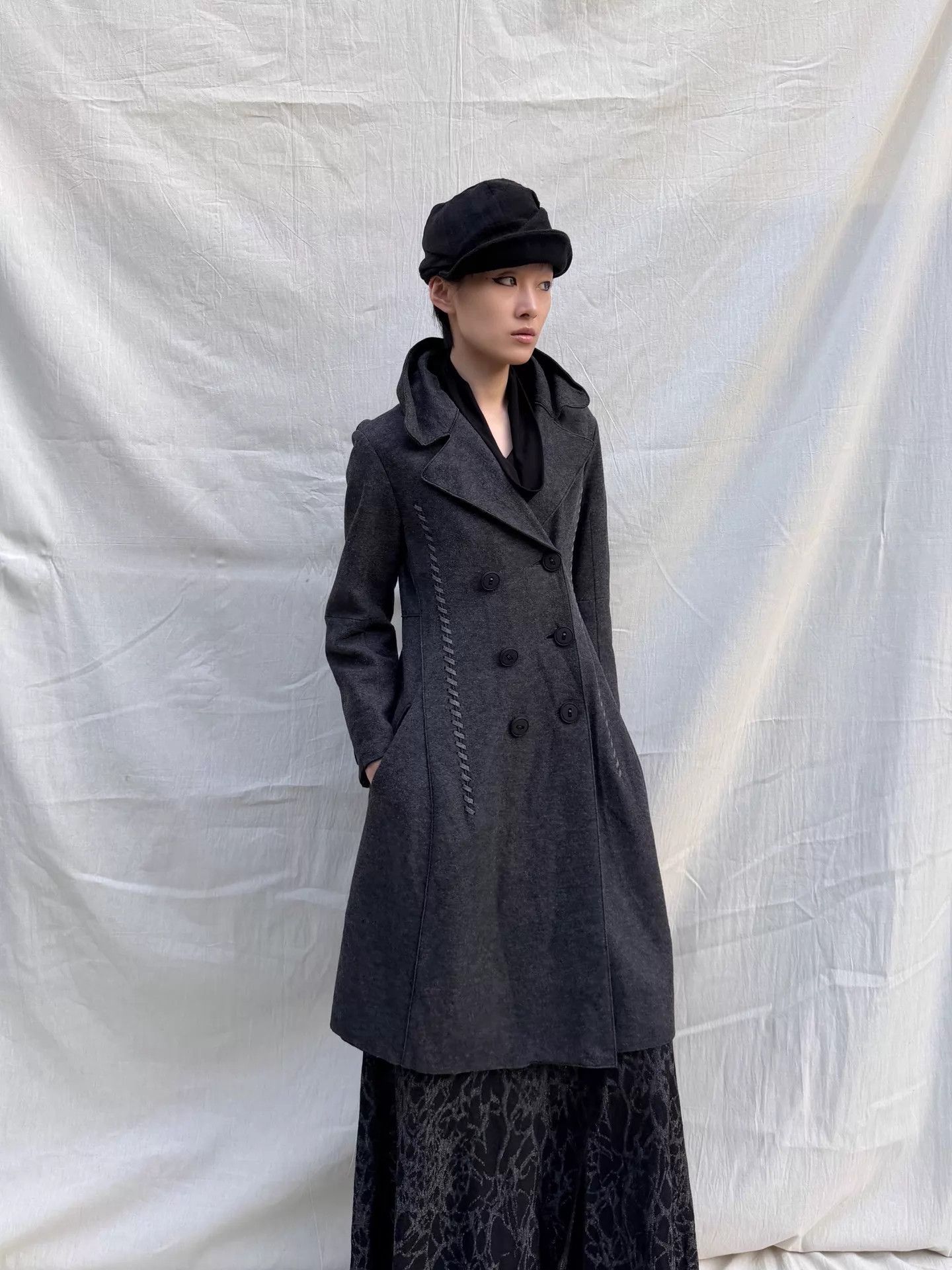 Marithe + Francois Girbaud MFG Vintage Detachable Fur Collar Wool Blend Long Coat S Size S / US 4 / IT 40 - 3 Thumbnail