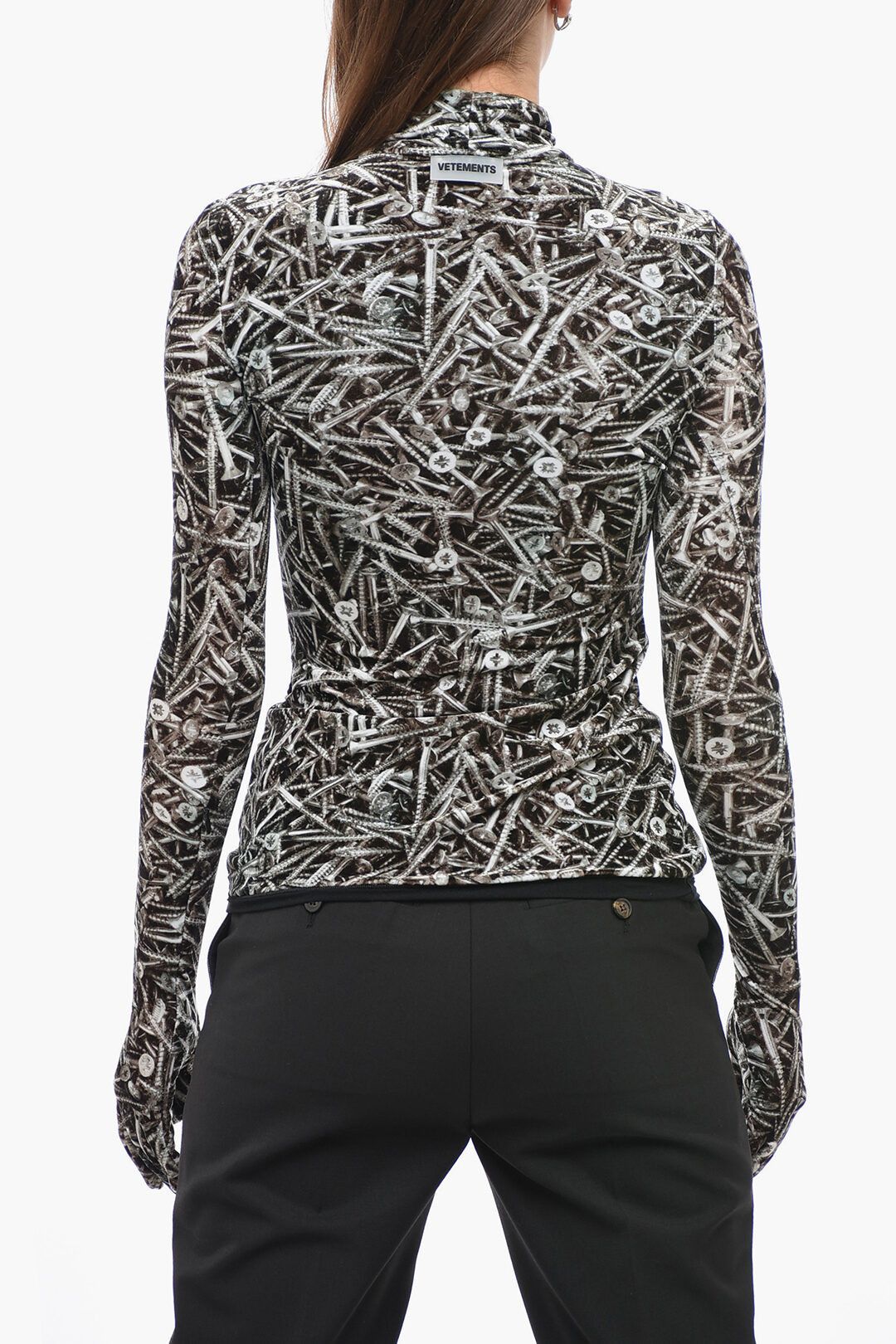 Vetements og1mm0824 Printed Turtleneck Sweater in Black Size S / US 4 / IT 40 - 3 Thumbnail