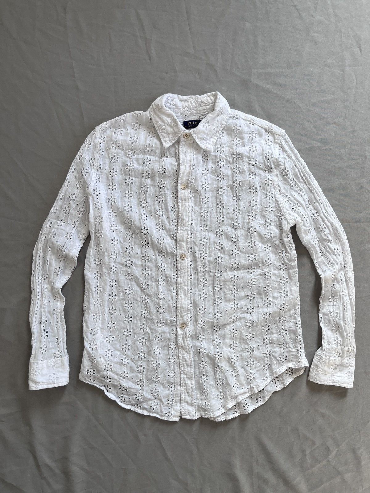Polo Ralph Lauren Polo Ralph Lauren Eyelet Floral Sheer Button Down Shirt Size XS / US 0-2 / IT 36-38 - 1 Thumbnail