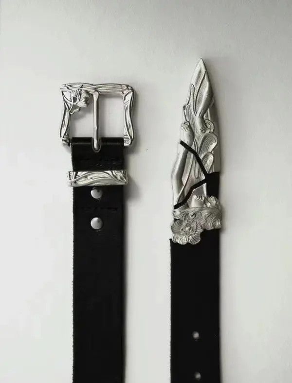 Leather Western Sword Belt – Carved Blade Detail, Y2K Style Size ONE SIZE - 6 Thumbnail