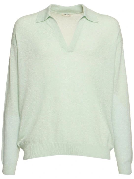 Auralee o1lsvrm0425 Silk Knit Skipper Polo in White Size US XS / EU 42 / 0 - 1 Thumbnail