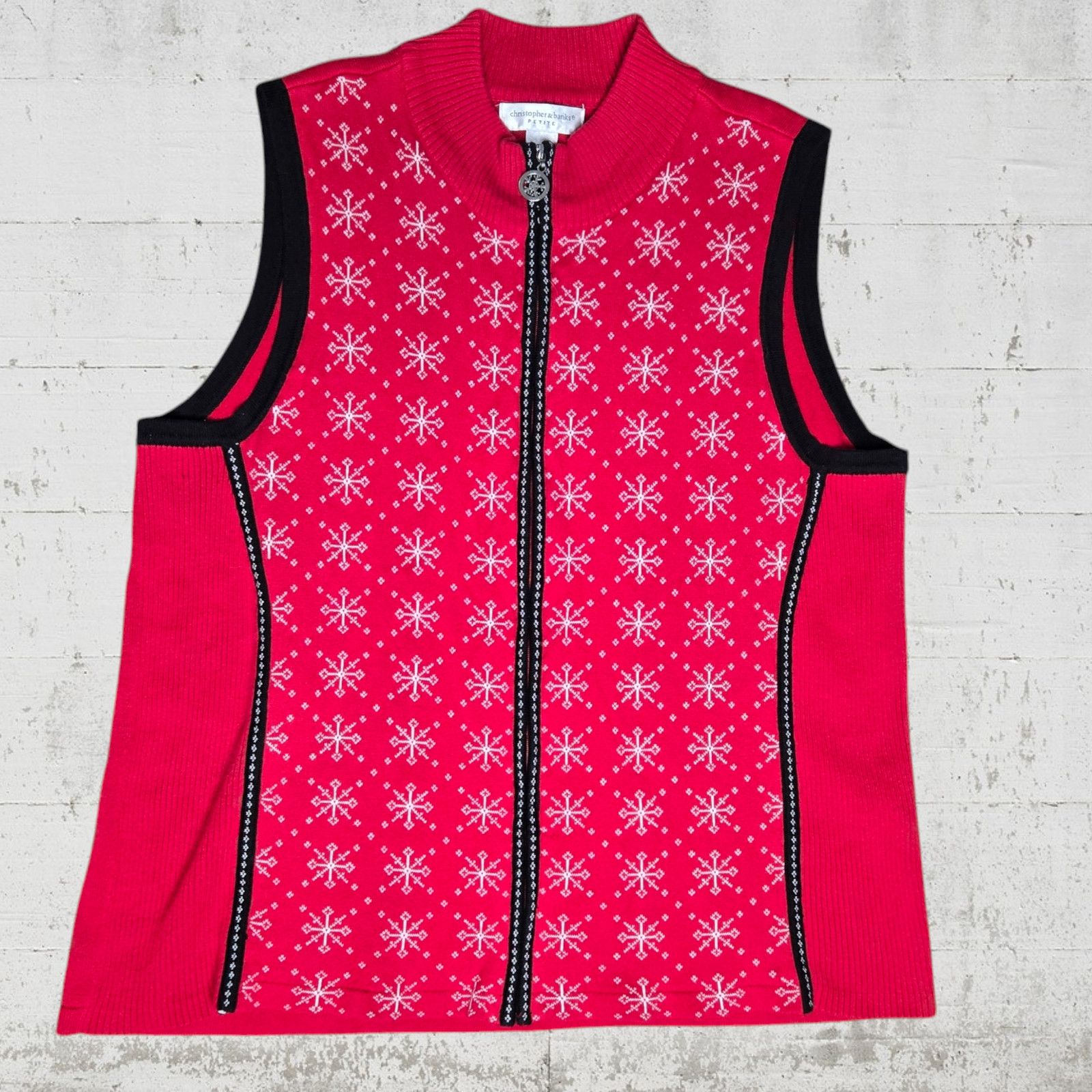 Vintage Y2K Red Snowflake Sweater Vest Size XL Petite Size XL / US 12-14 / IT 48-50 - 2 Thumbnail