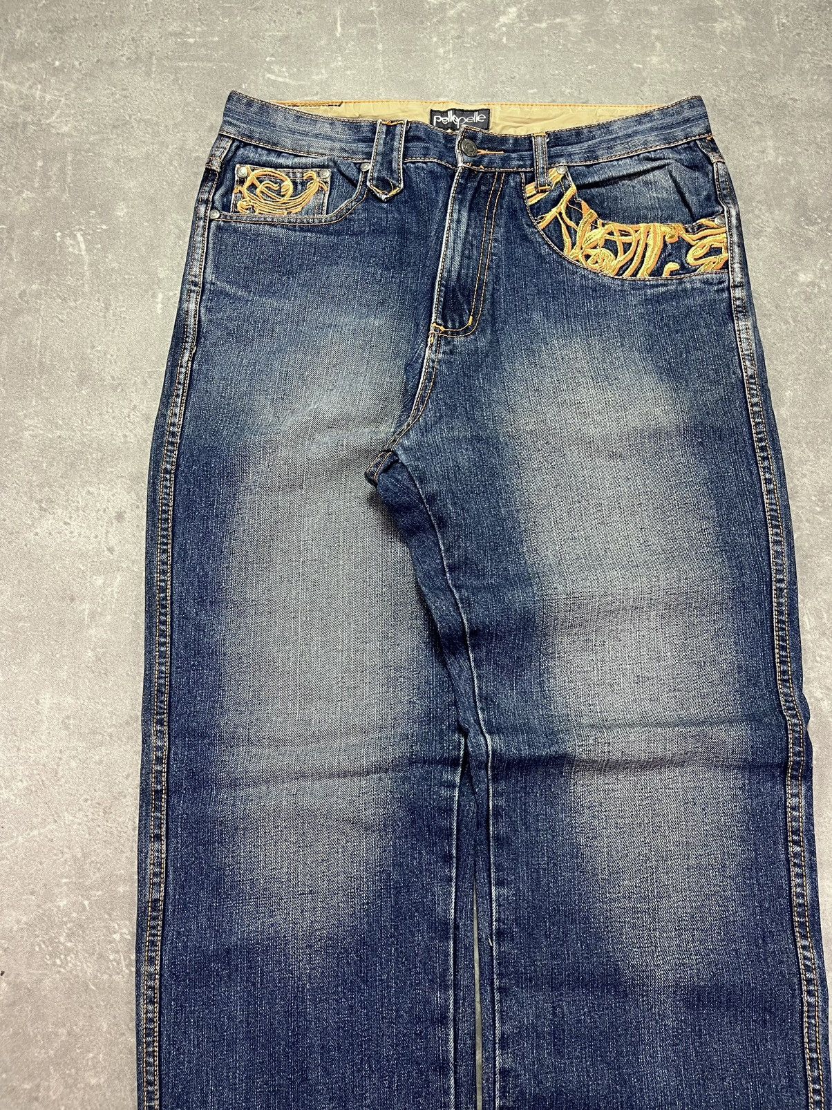 Pelle Pelle Pelle Pelle Vintage Leather Logo Baggy Denim Jeans 34 Size US 34 / EU 50 - 3 Thumbnail