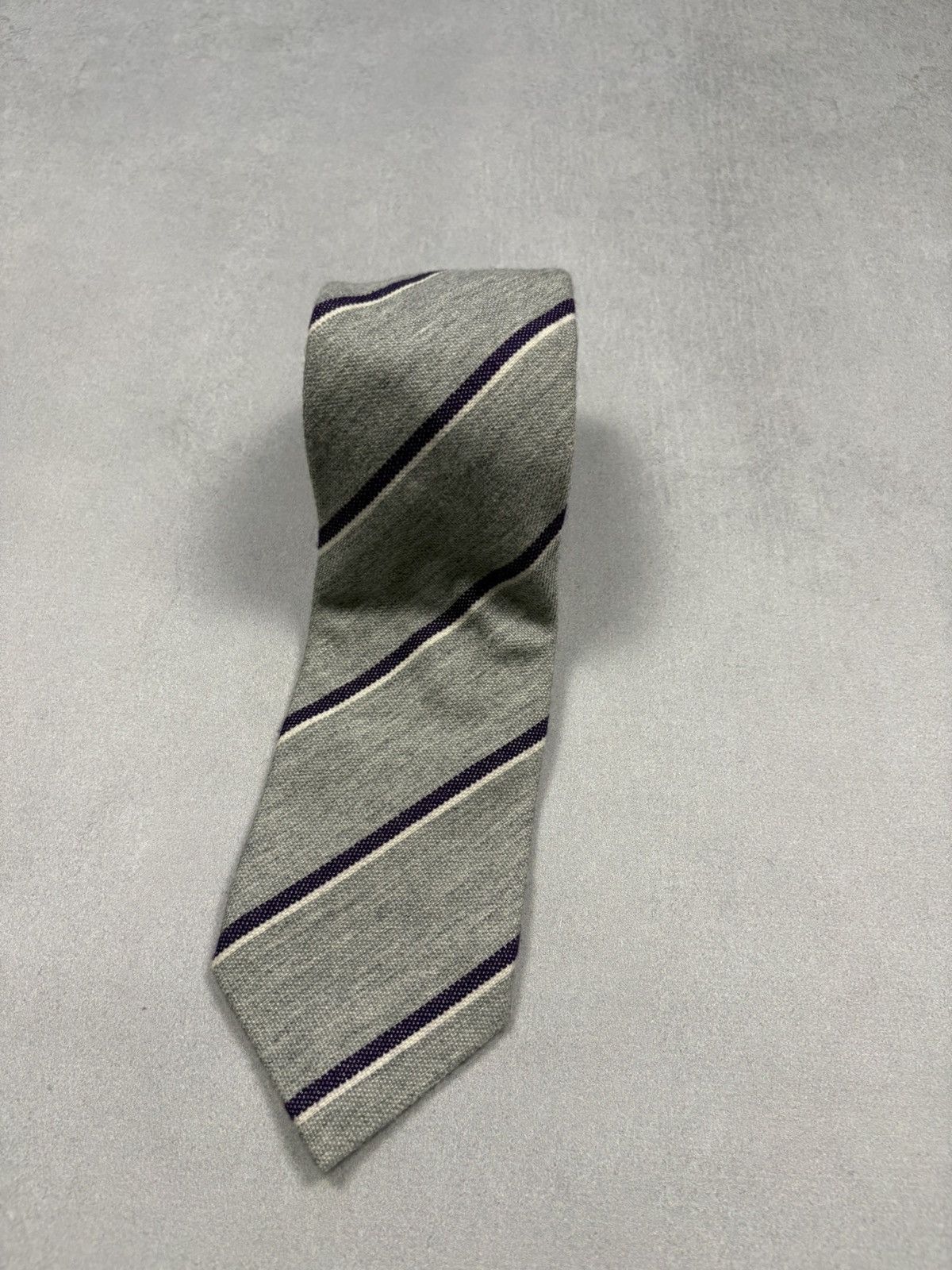RODA Roda Cashmere Striped Tie Grey Purple 100% Cashmere Italy Size ONE SIZE - 12 Thumbnail