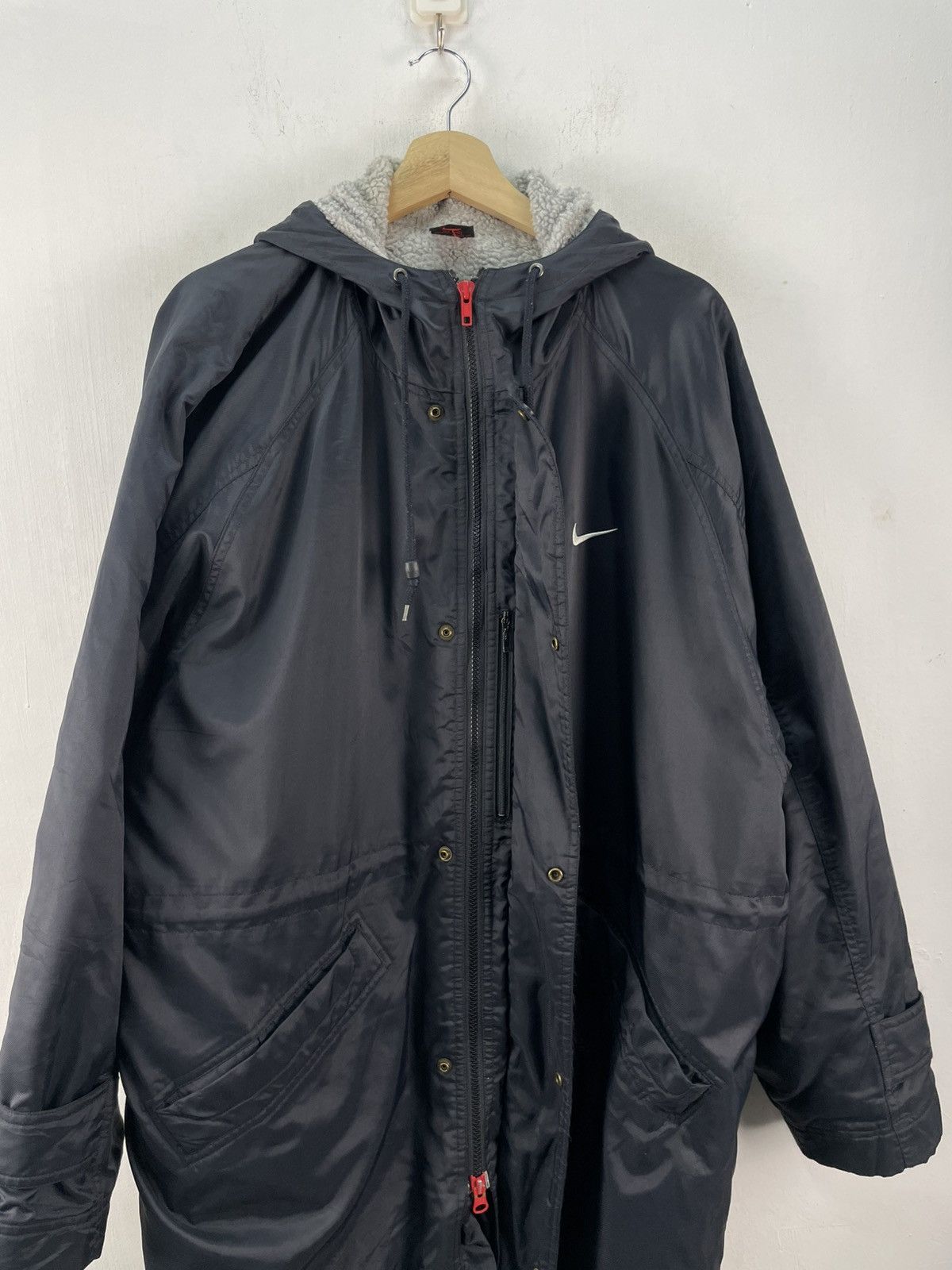 Nike × Vintage Vintage 90s Nike Center Raincoat Hoodie Jacket Sherpa Lining Size US L / EU 52-54 / 3 - 13 Thumbnail