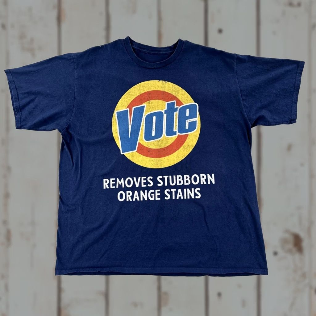 Vintage VOTE Removes Stubborn Orange Stains Mens L Blue T Shirt Donald Trump Parody Tee Size US L / EU 52-54 / 3 - 1 Thumbnail