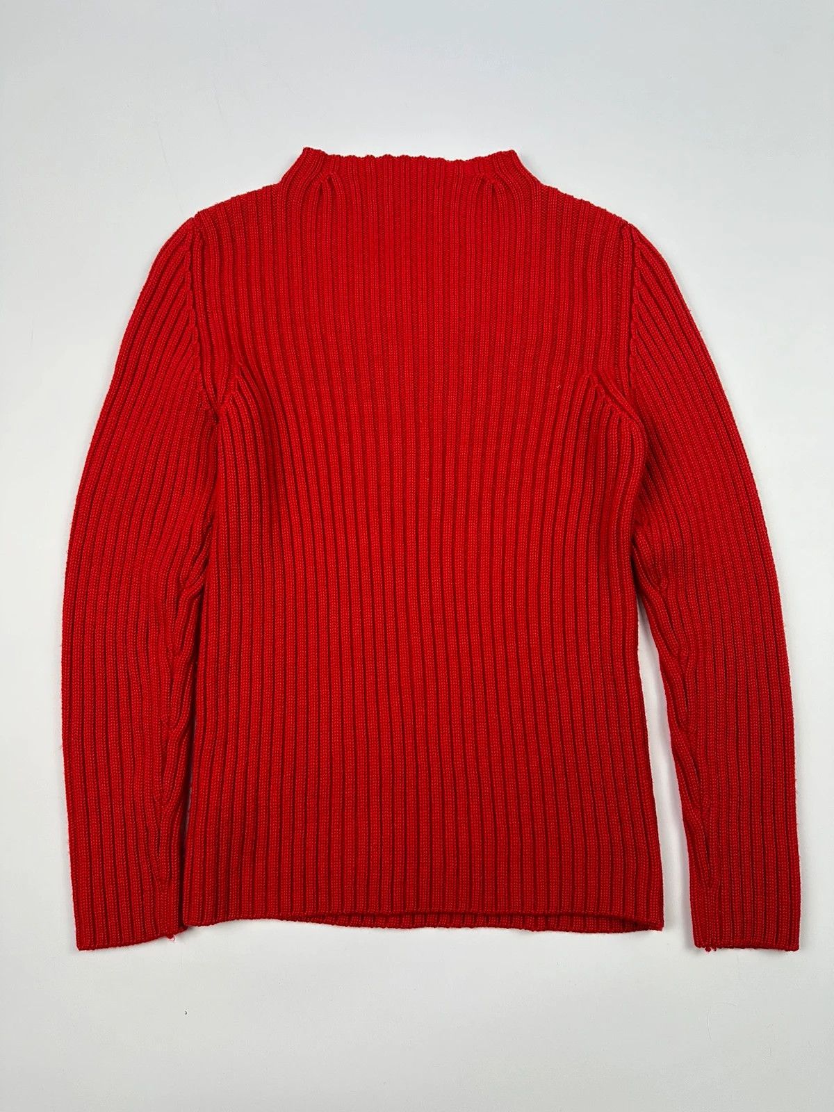 Prada Prada Sport FW2003 Red Ribbed Wool High Neck Sweater Knit Size S / US 4 / IT 40 - 4 Thumbnail