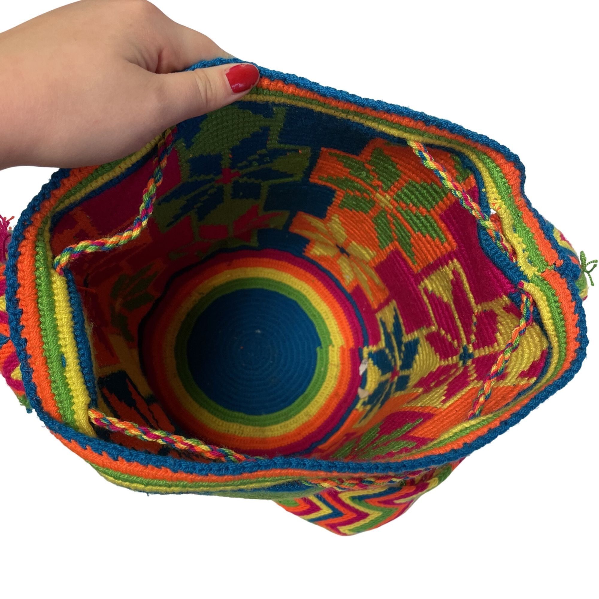 Other Vtg Wayuu Mochila NEON HandBag Hippie FLOWER POWER Purse Size ONE SIZE - 10 Thumbnail