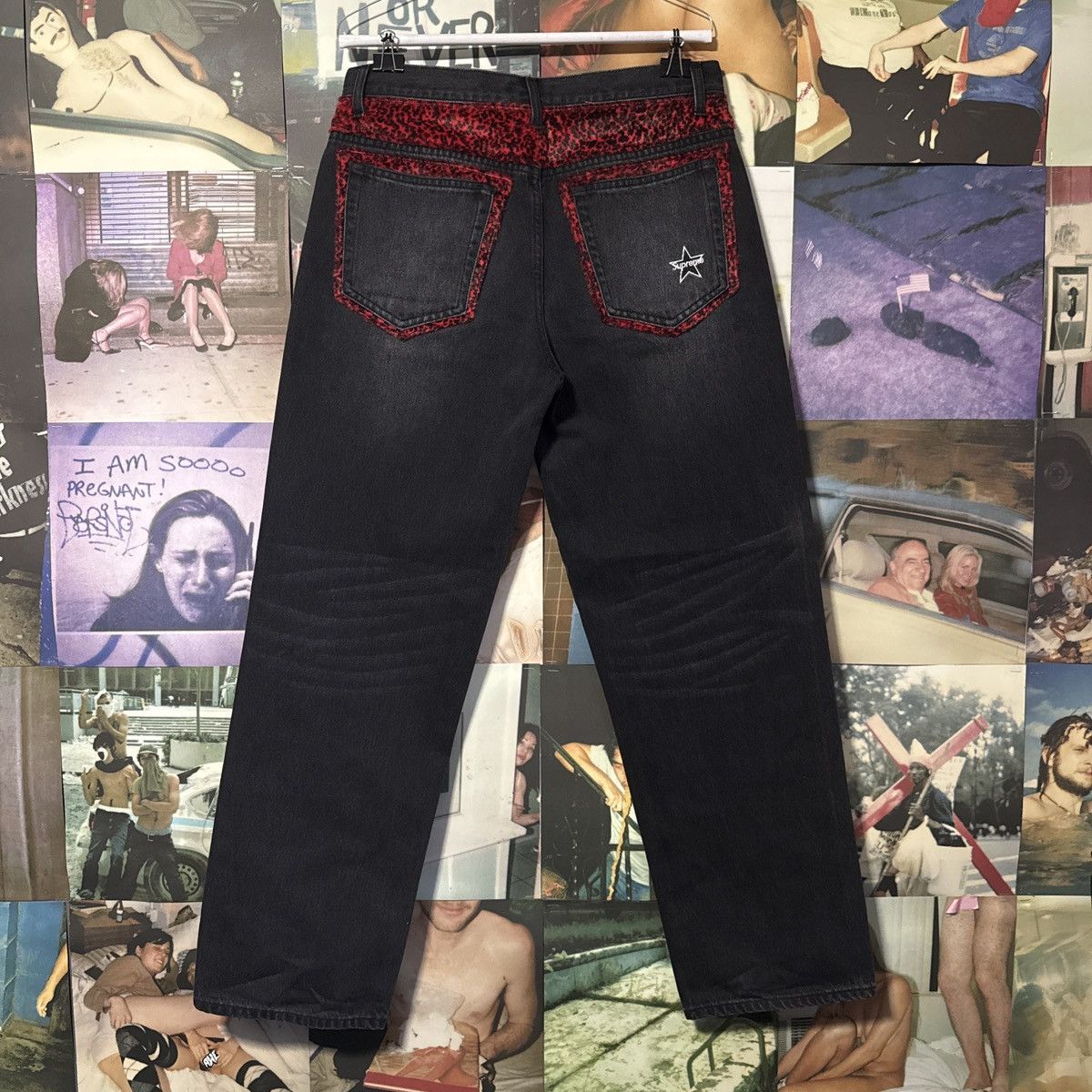Supreme Faux Fur Loose Fit Jean Indigo M Supreme Leopard Faux Fur
