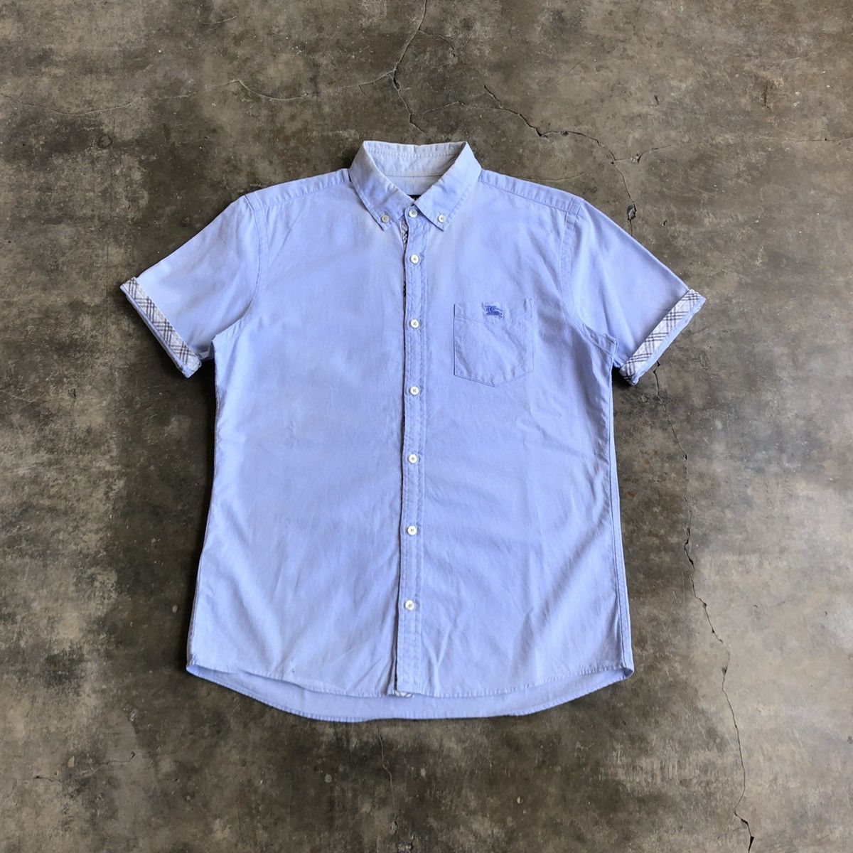 Burberry Vintage Burberry Black Label Pocket Logo Shirt Blue Luxury Size US M / EU 48-50 / 2 - 1 Thumbnail