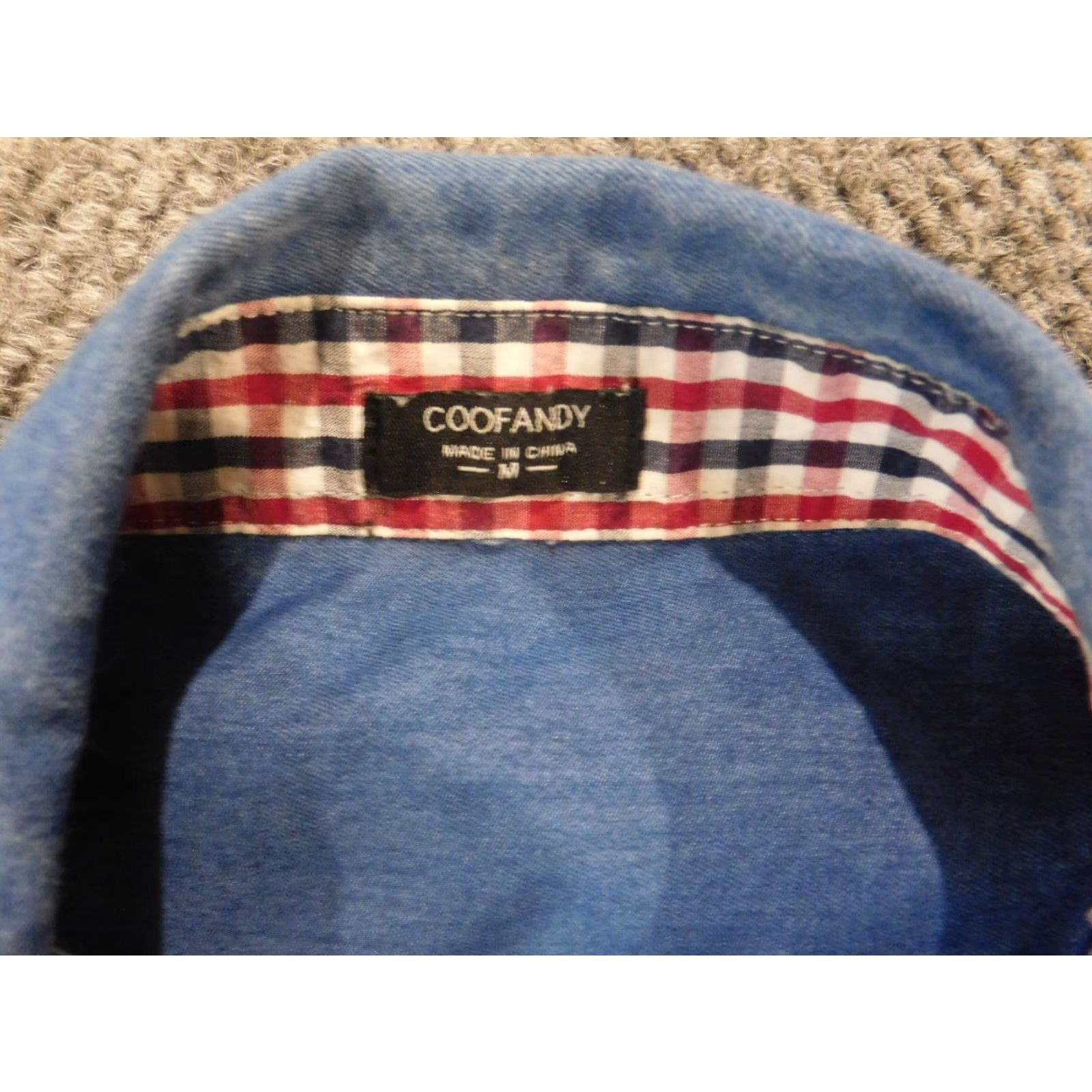 Denime Coofandy Mens Shirt Medium Blue Soft denim Button Up Short Sleeve Henley Button-Down Collar Casual Logo Western All Seasons Regular Men's Shirt Size US M / EU 48-50 / 2 - 7 Thumbnail