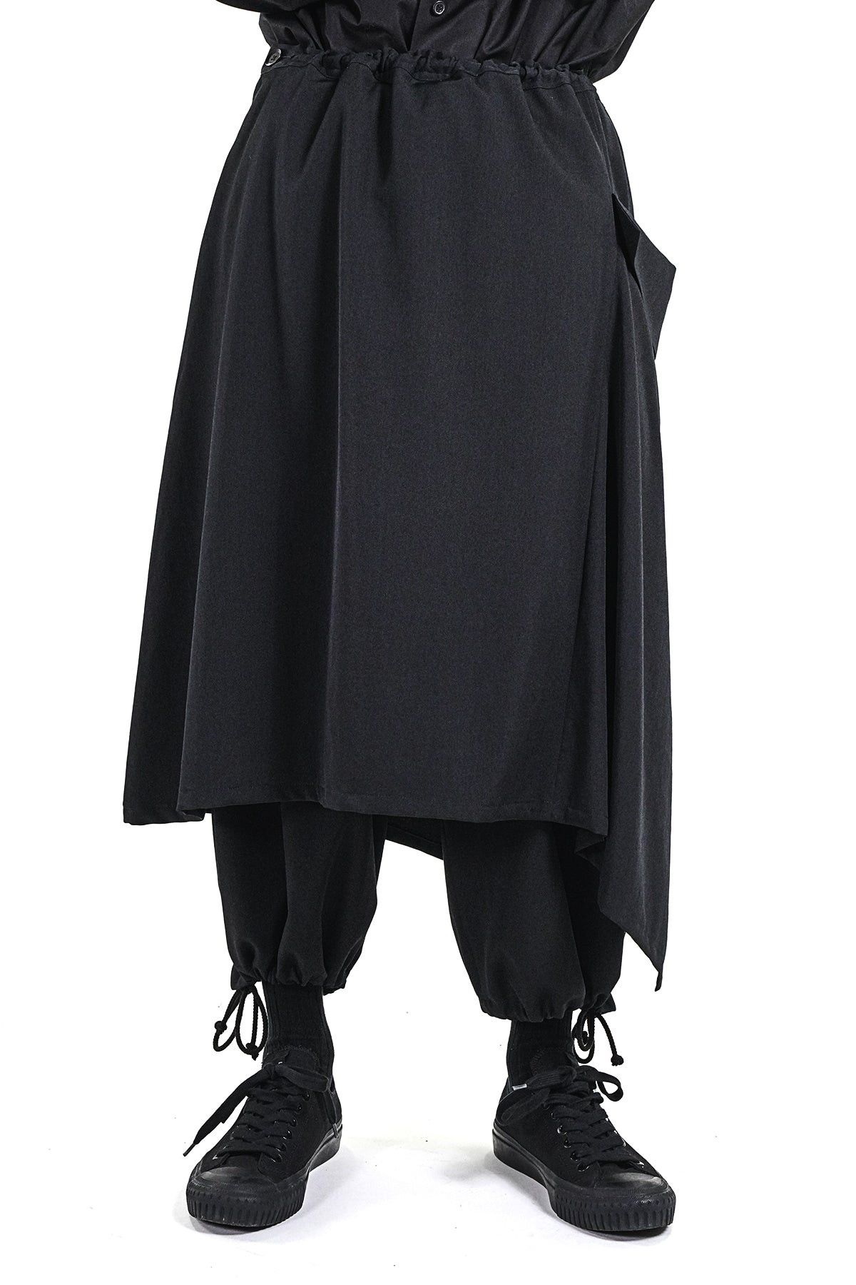 Yohji Yamamoto Ground Y - DE CHINE RIGHT SIDE GATHER SKIRT