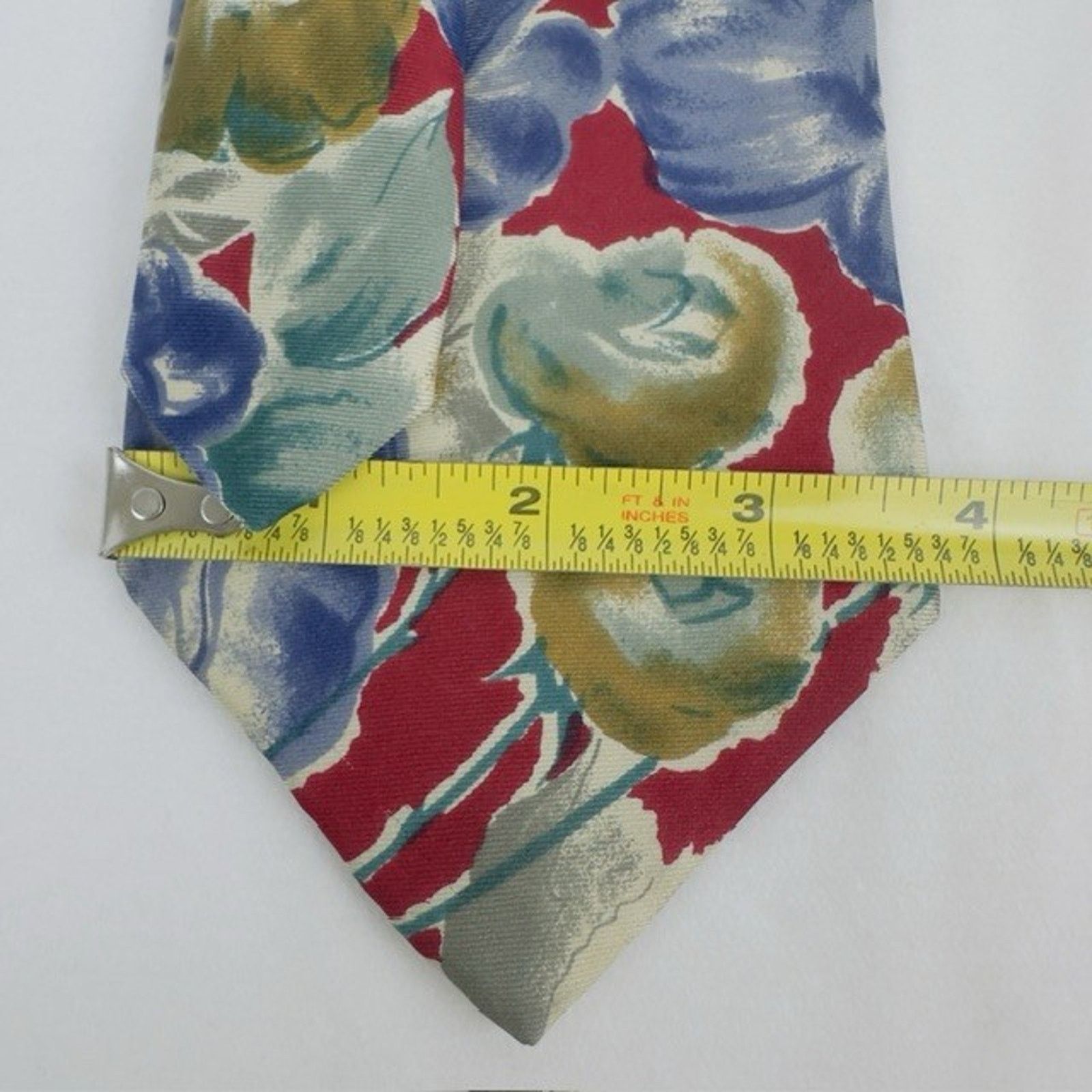 Van Heusen Van Heusen 417 Necktie Red/Blue/Green Floral Silk Preppy Size ONE SIZE - 10 Thumbnail