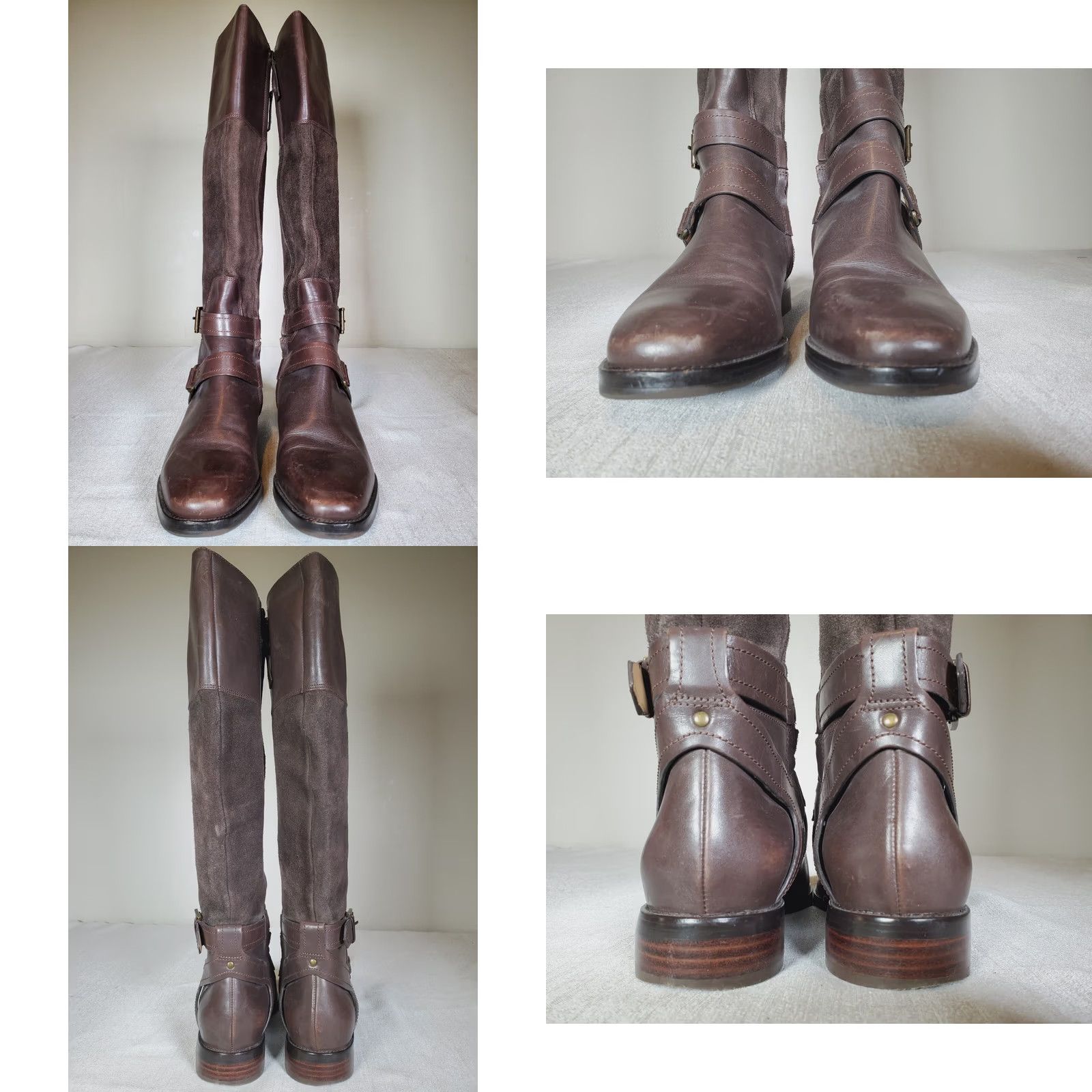 Vintage Joan & David Brown Suede / Leather Riding Boots Tall Ankle Strap Women's US 7 M Size US 7 / IT 37 - 8 Thumbnail