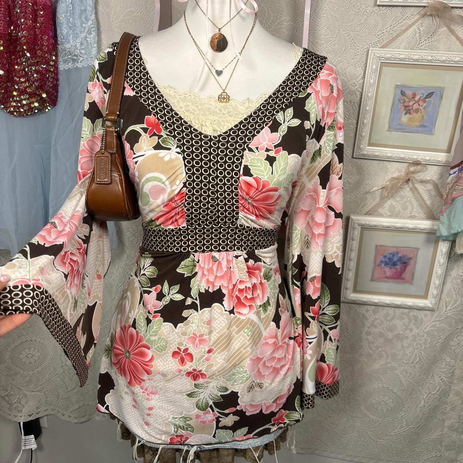 Other vintage floral tie back fairy core blouse Size XL / US 12-14 / IT 48-50 - 4 Thumbnail
